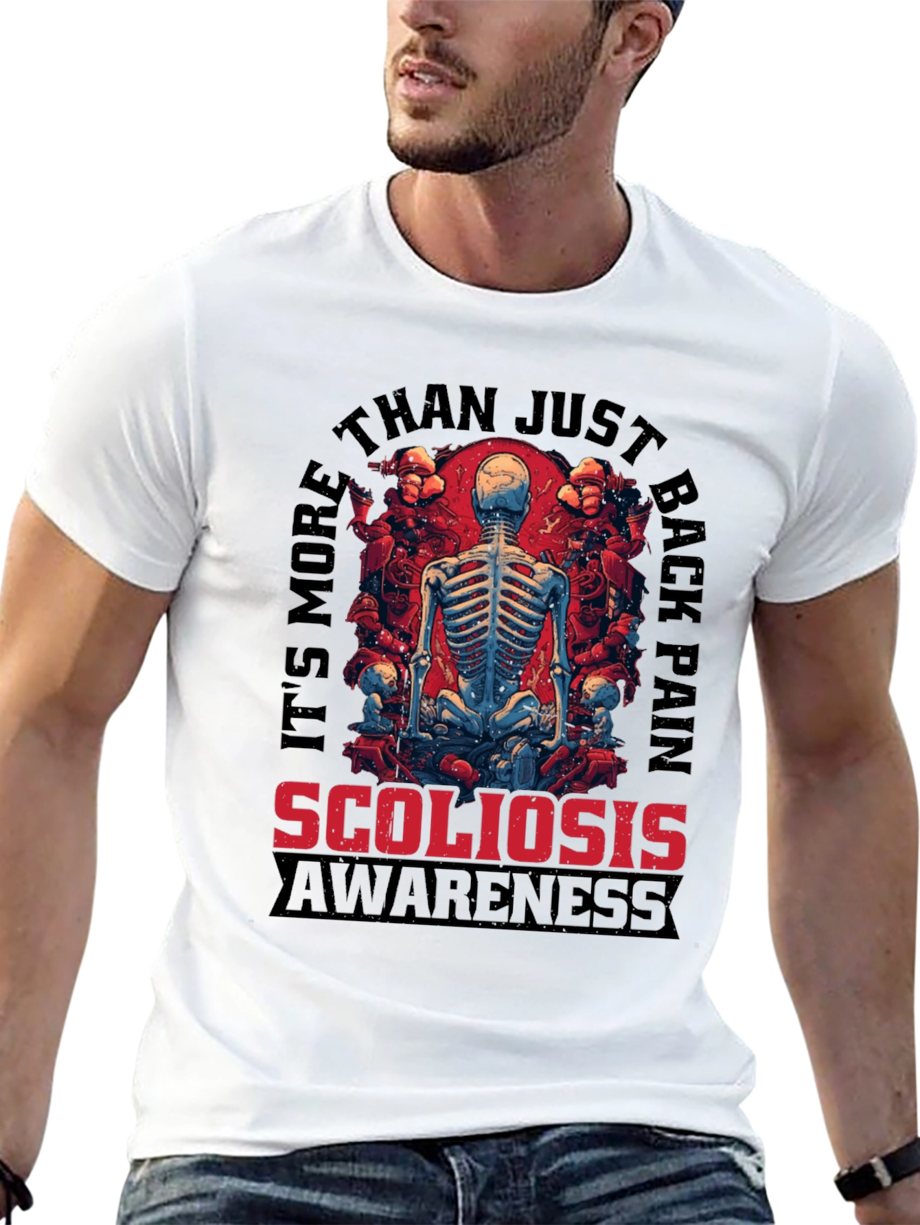 Scoliosis Awareness Skeleton Graphic T-Shirt