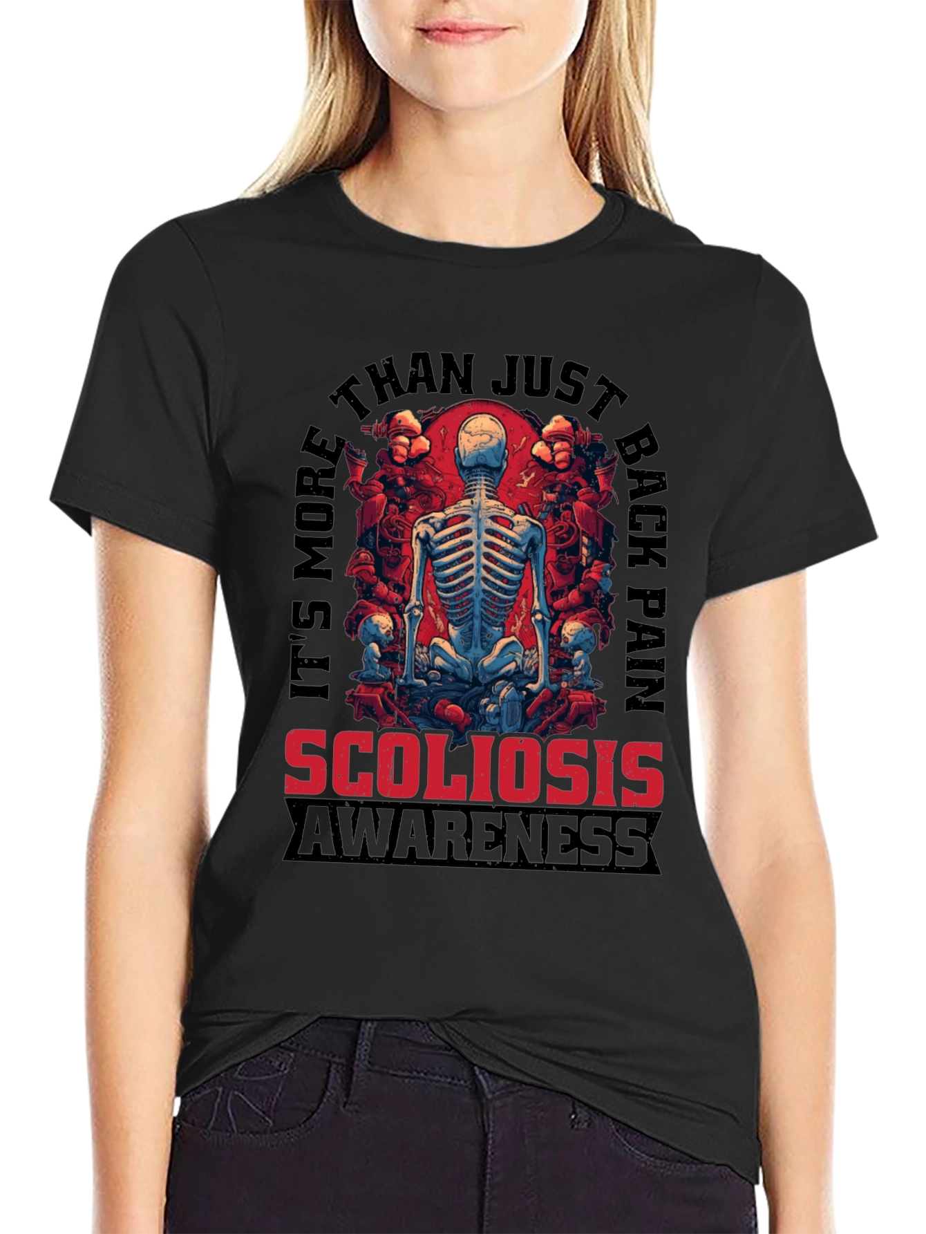 Scoliosis Awareness Skeleton Graphic T-Shirt