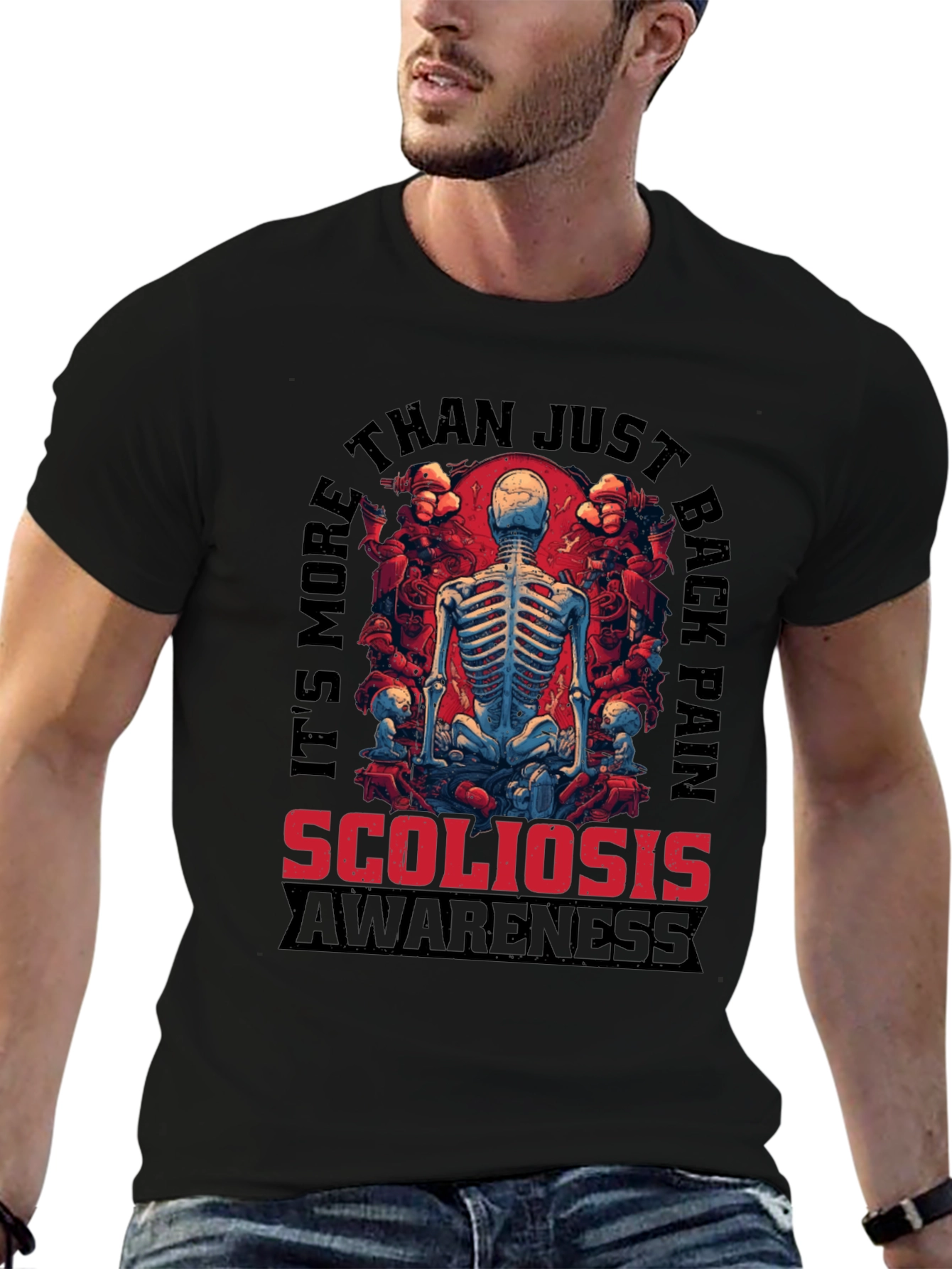 Scoliosis Awareness Skeleton Graphic T-Shirt