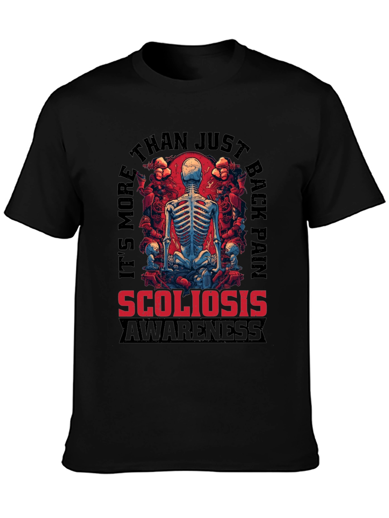 Scoliosis Awareness Skeleton Graphic T-Shirt