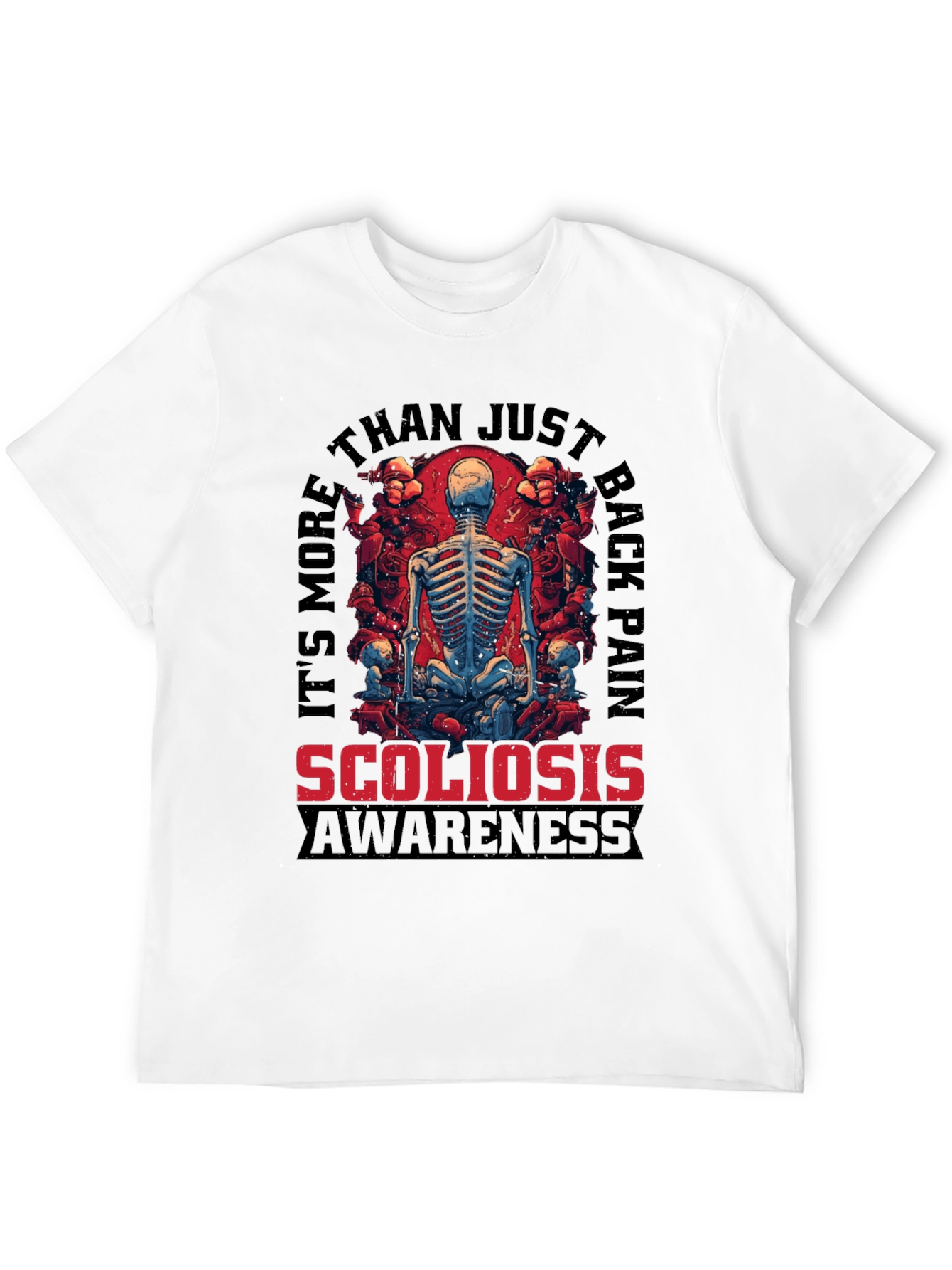 Scoliosis Awareness Skeleton Graphic T-Shirt