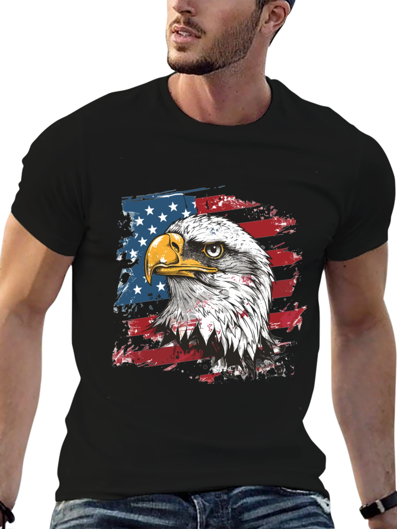 American Eagle Flag Graphic Tee - Patriotic Style
