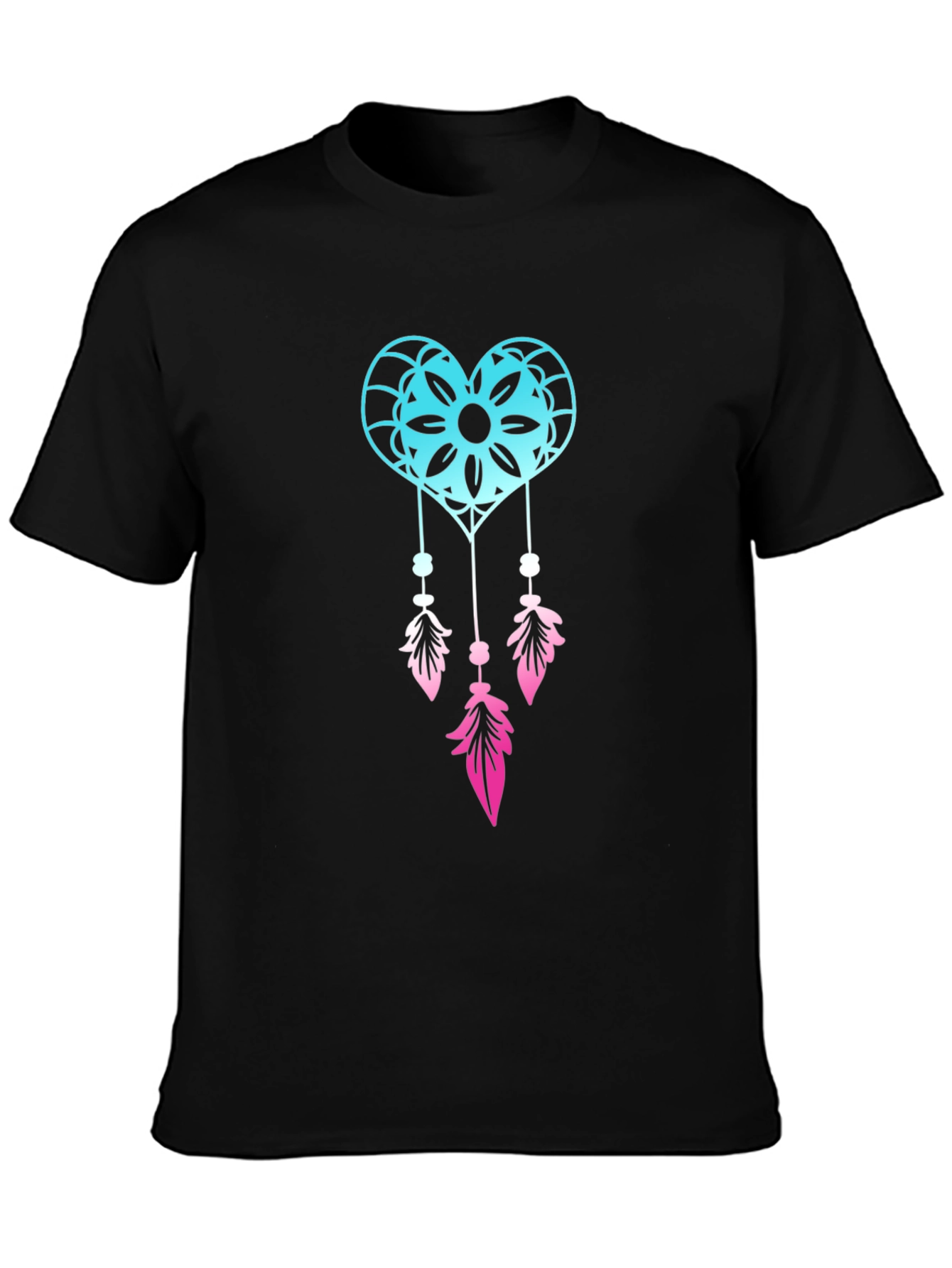 Dreamcatcher Heart Graphic Tee - Black Cotton Blend