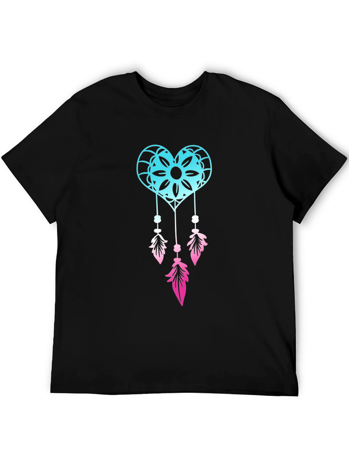 Dreamcatcher Heart Graphic Tee - Black Cotton Blend