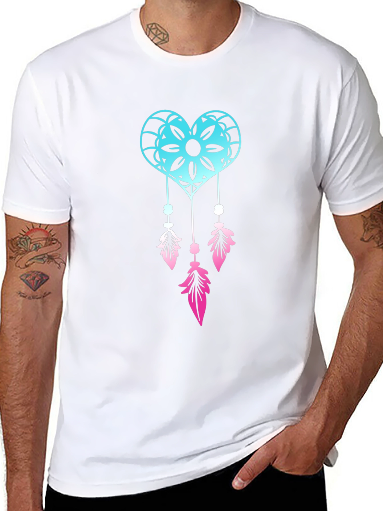 Dreamcatcher Heart Graphic Tee - Black Cotton Blend