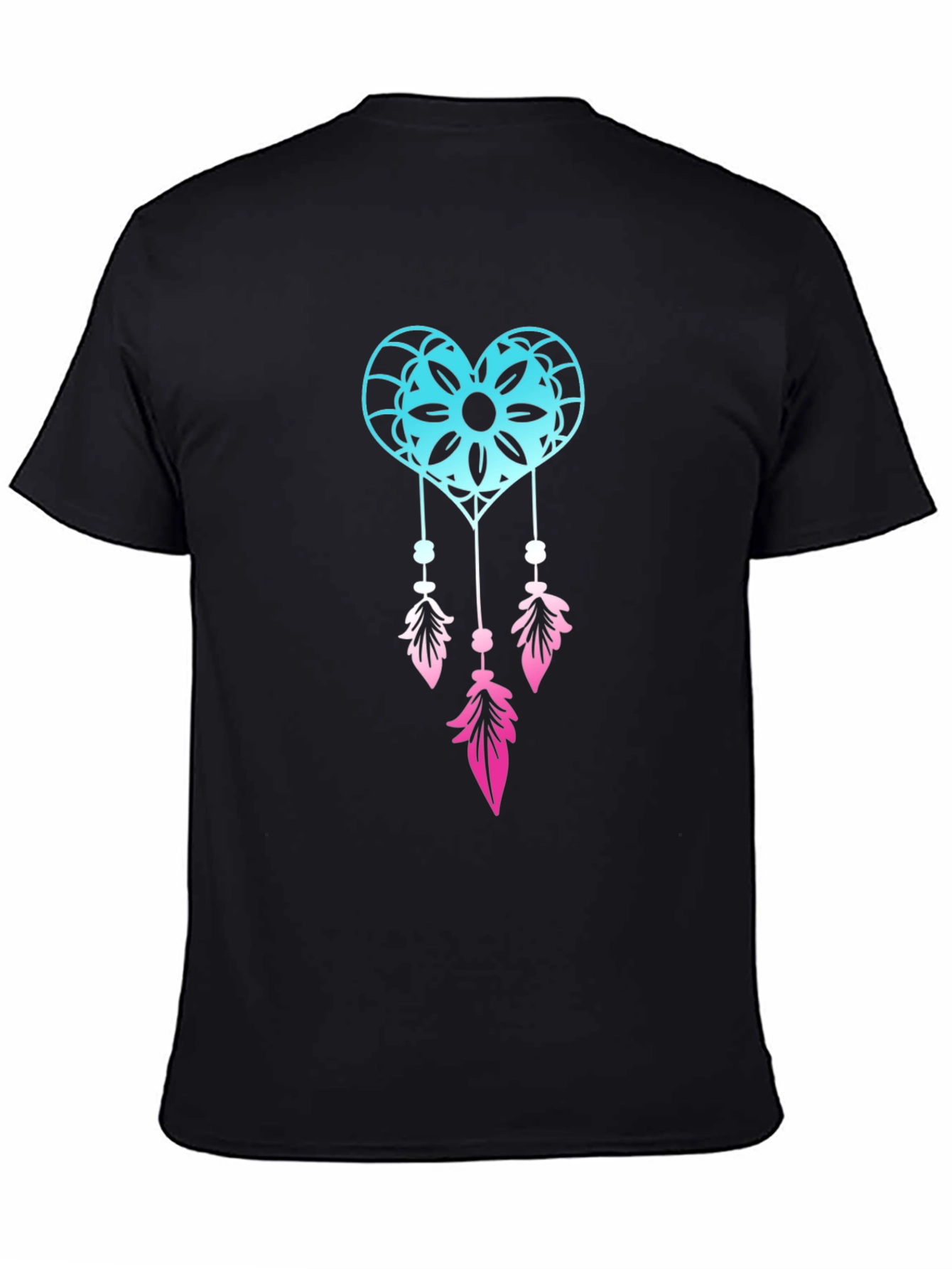 Dreamcatcher Heart Graphic Tee - Black Cotton Blend