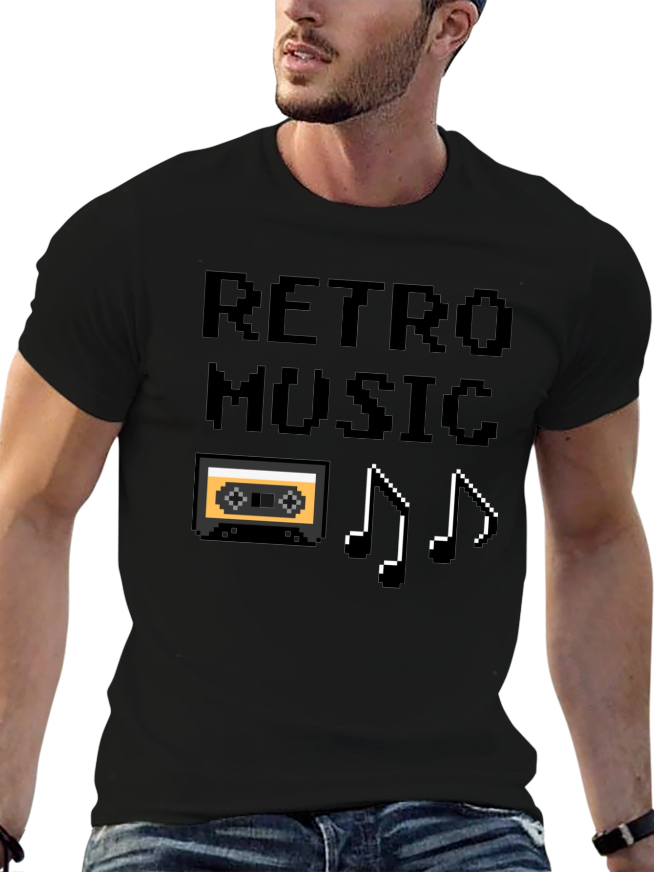 Retro Music Pixel Art Graphic T-Shirt