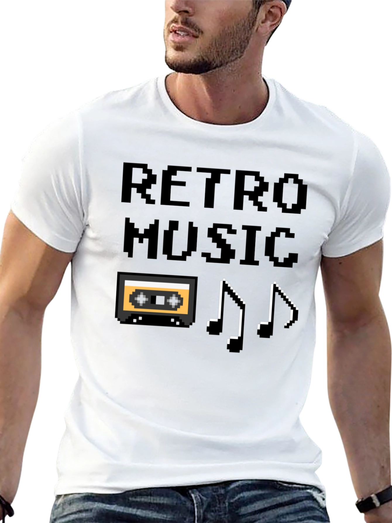 Retro Music Pixel Art Graphic T-Shirt