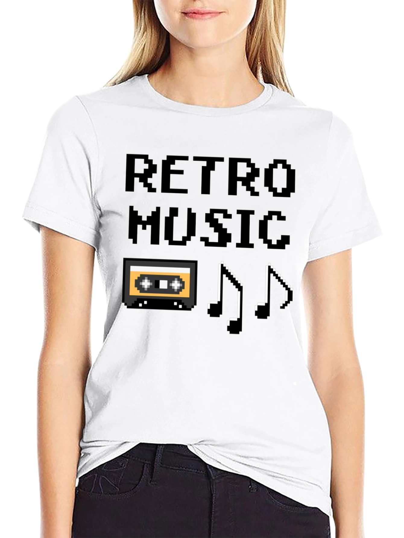 Retro Music Pixel Art Graphic T-Shirt