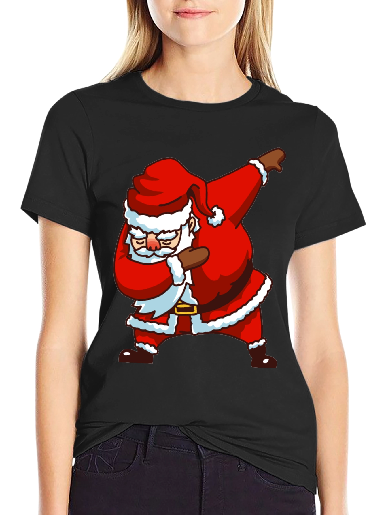 Dabbing Santa Black T-Shirt - Holiday Cheer