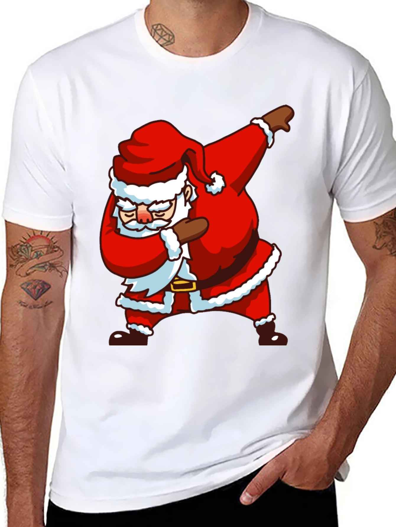 Dabbing Santa Black T-Shirt - Holiday Cheer