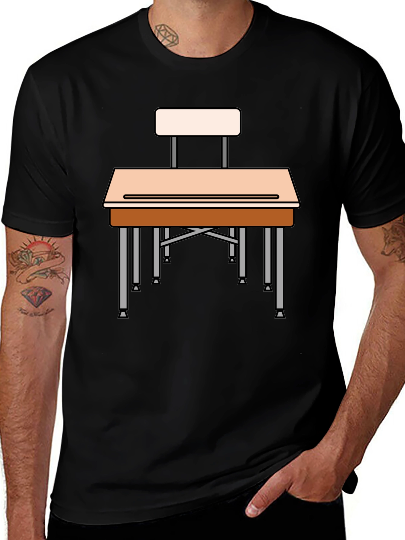 Novelty School Desk Graphic T-Shirt