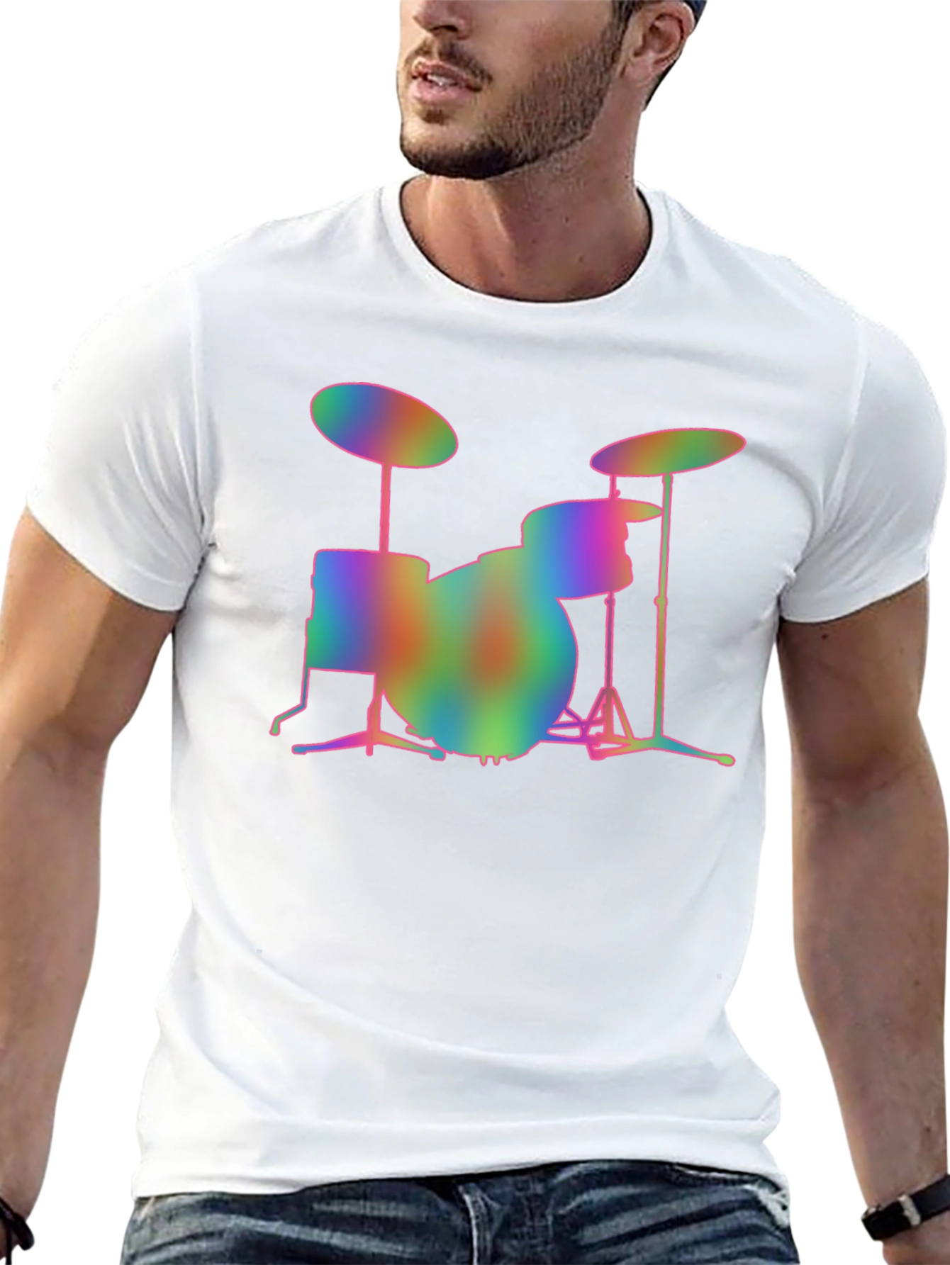 Rainbow Drum Set Graphic T-Shirt