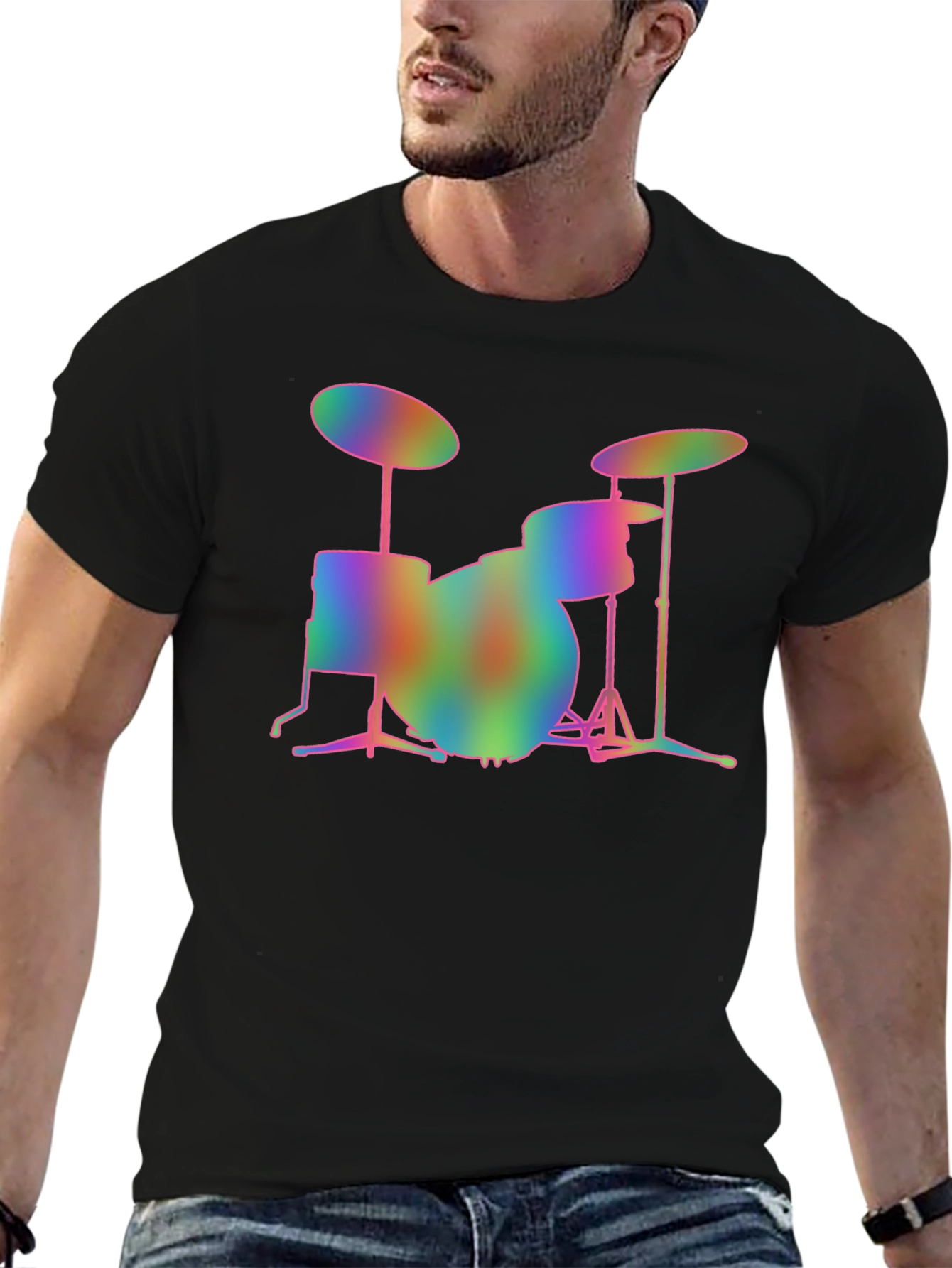 Rainbow Drum Set Graphic T-Shirt