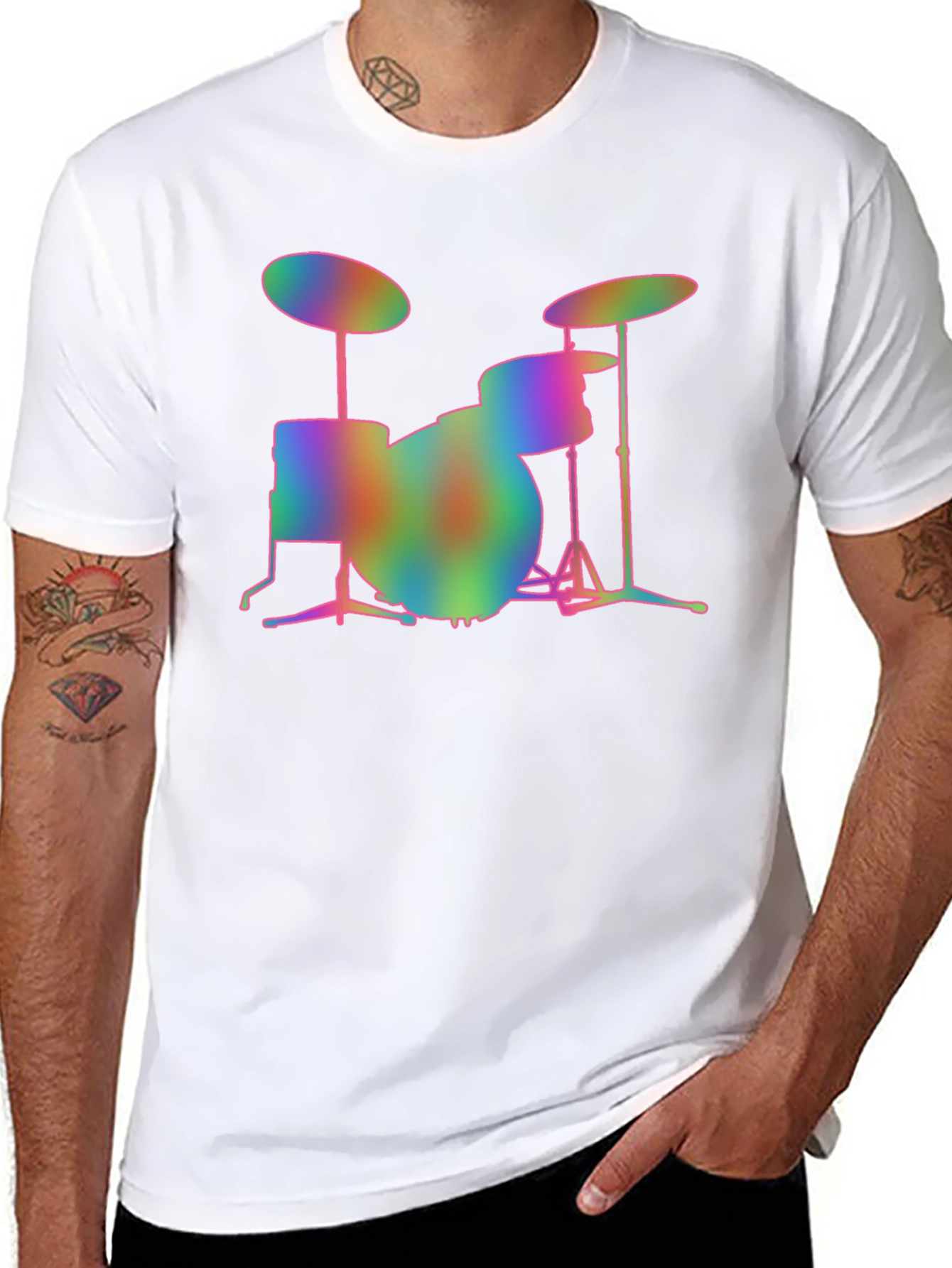 Rainbow Drum Set Graphic T-Shirt