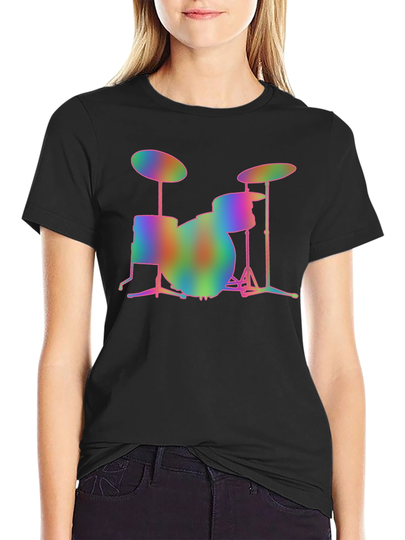 Rainbow Drum Set Graphic T-Shirt