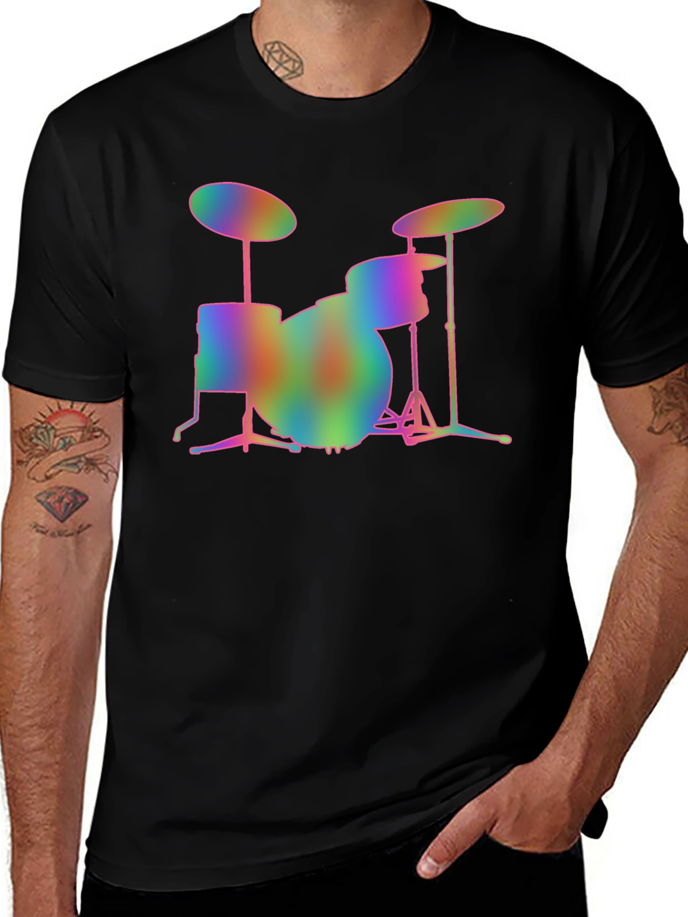 Rainbow Drum Set Graphic T-Shirt