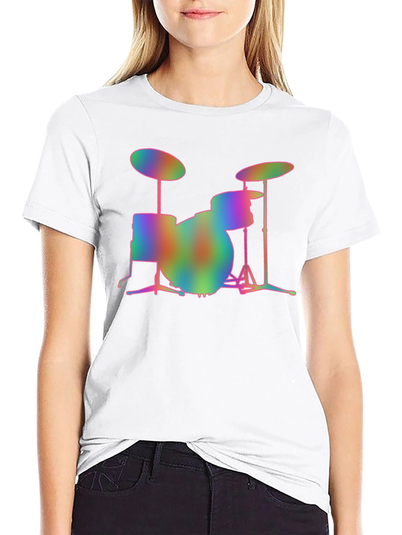 Rainbow Drum Set Graphic T-Shirt