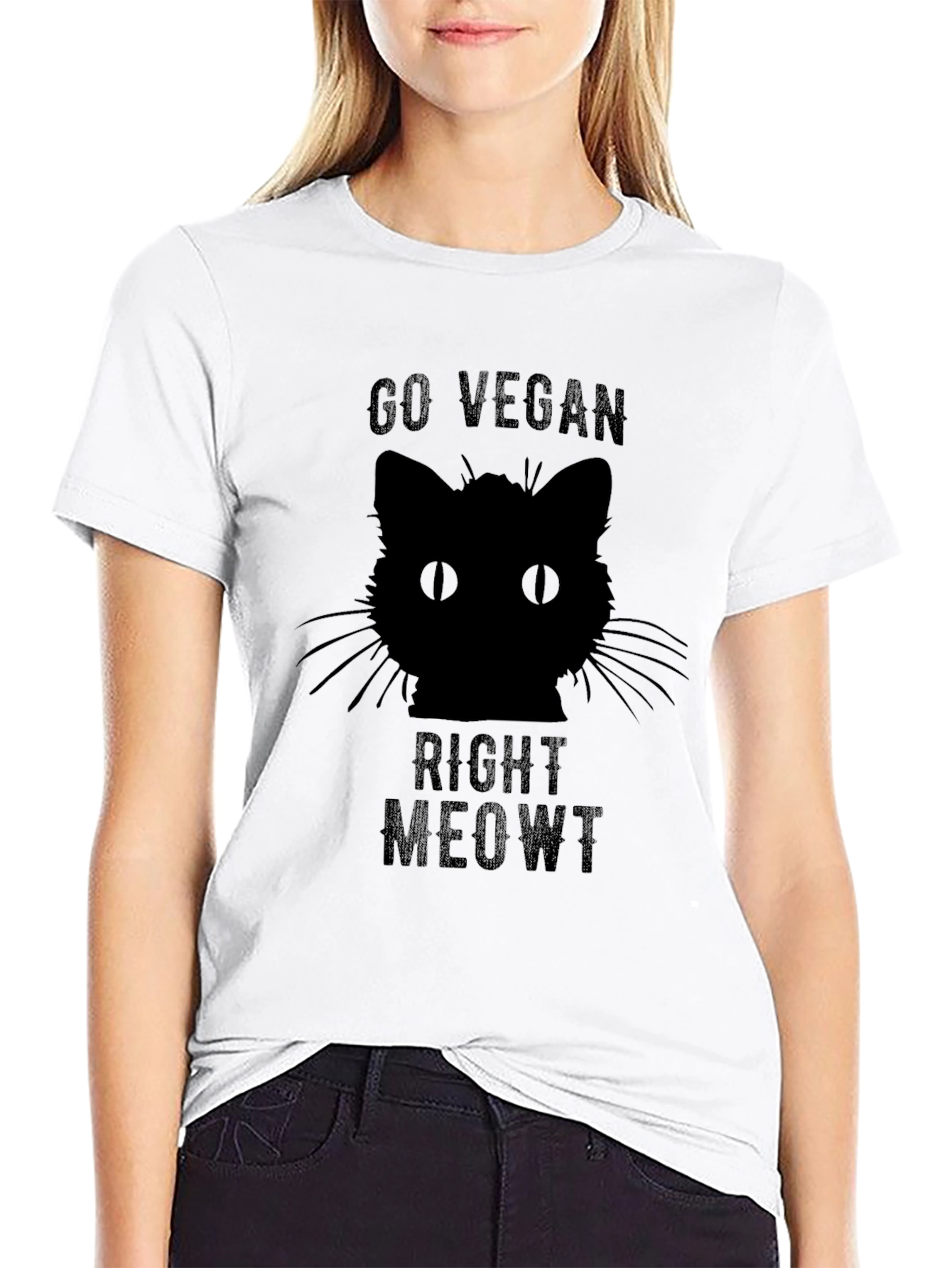 Go Vegan Right Meowt Cat T-Shirt