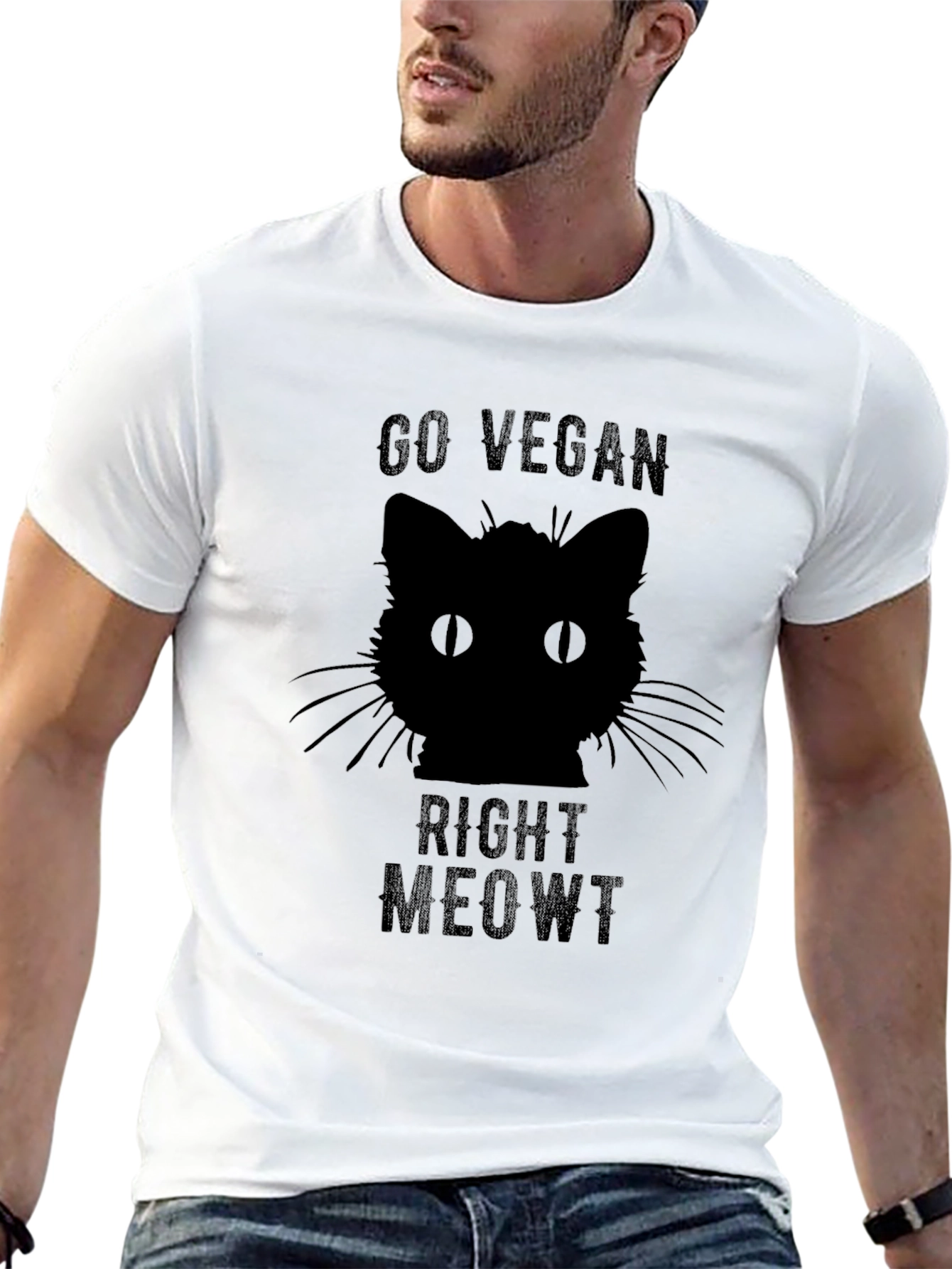 Go Vegan Right Meowt Cat T-Shirt