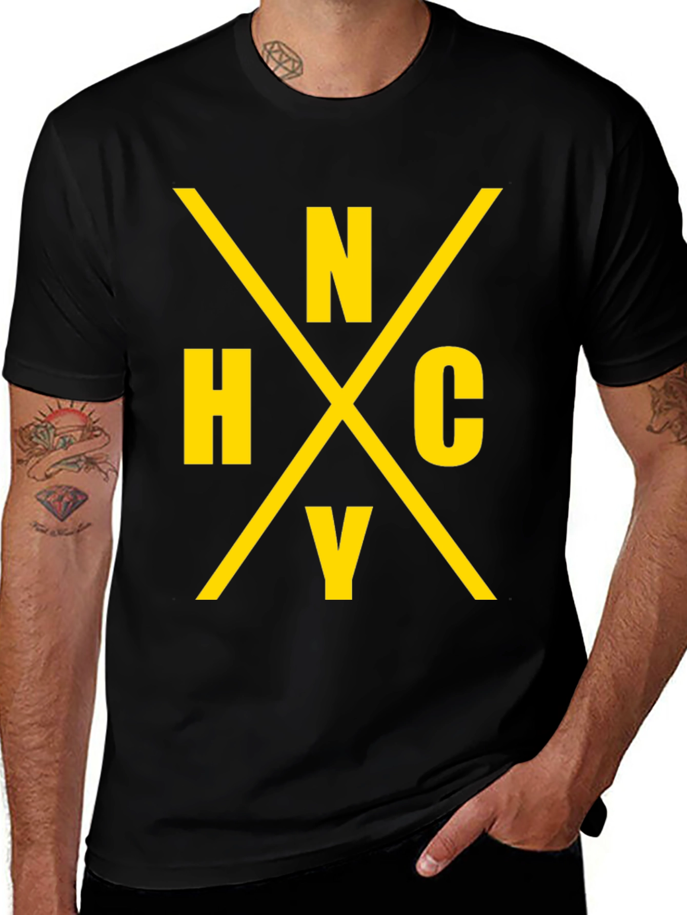NHCY Graphic Tee - Black Cotton Casual Shirt
