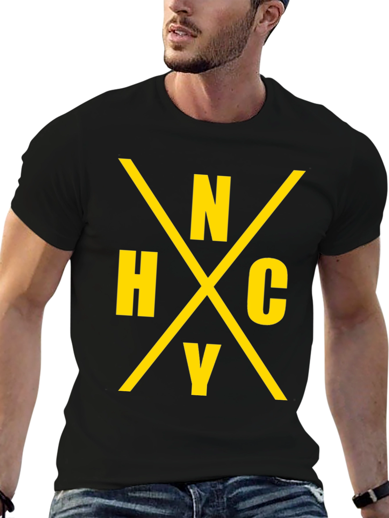 NHCY Graphic Tee - Black Cotton Casual Shirt