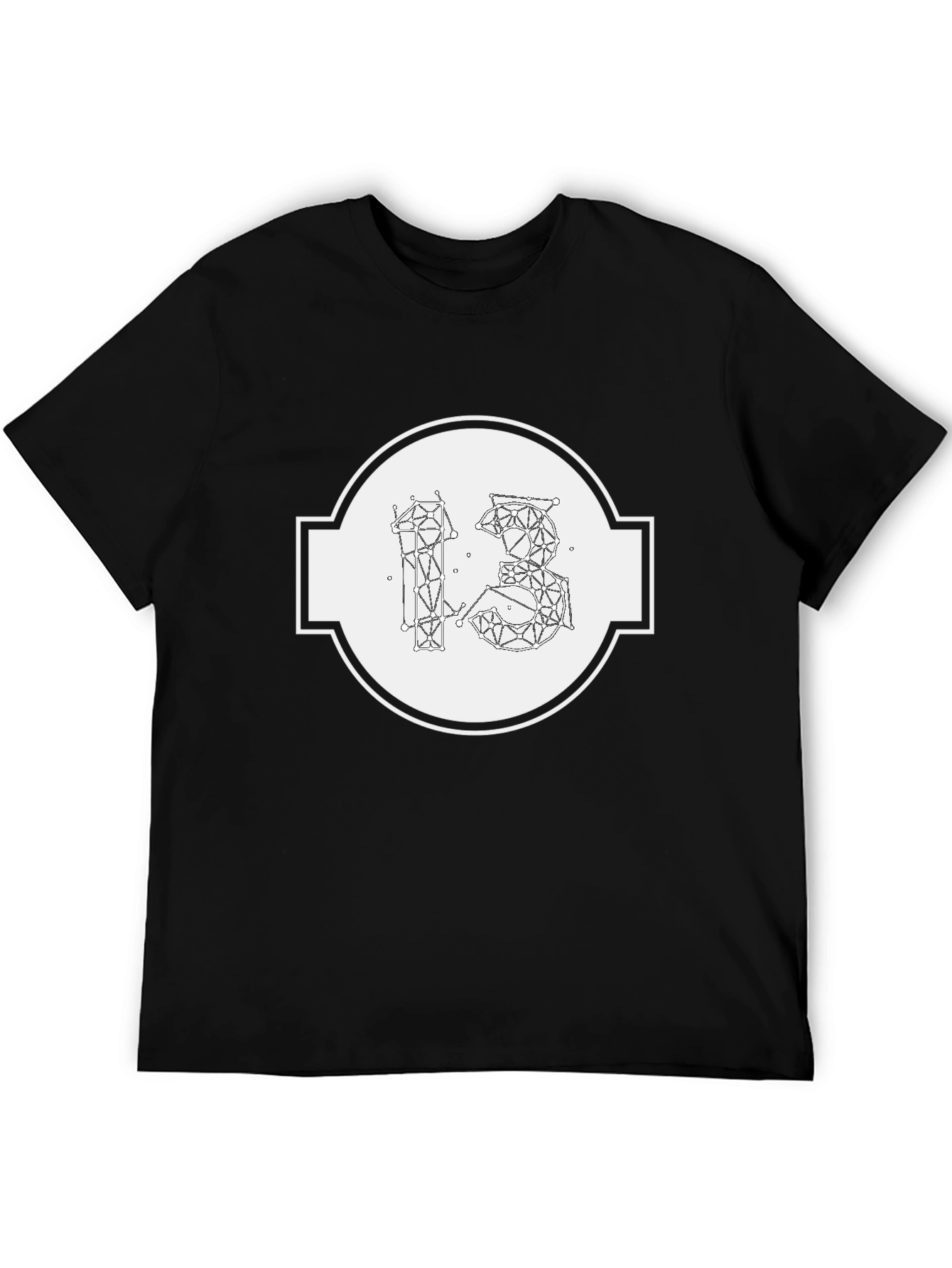 Geometric 13 Graphic Print Black T-Shirt