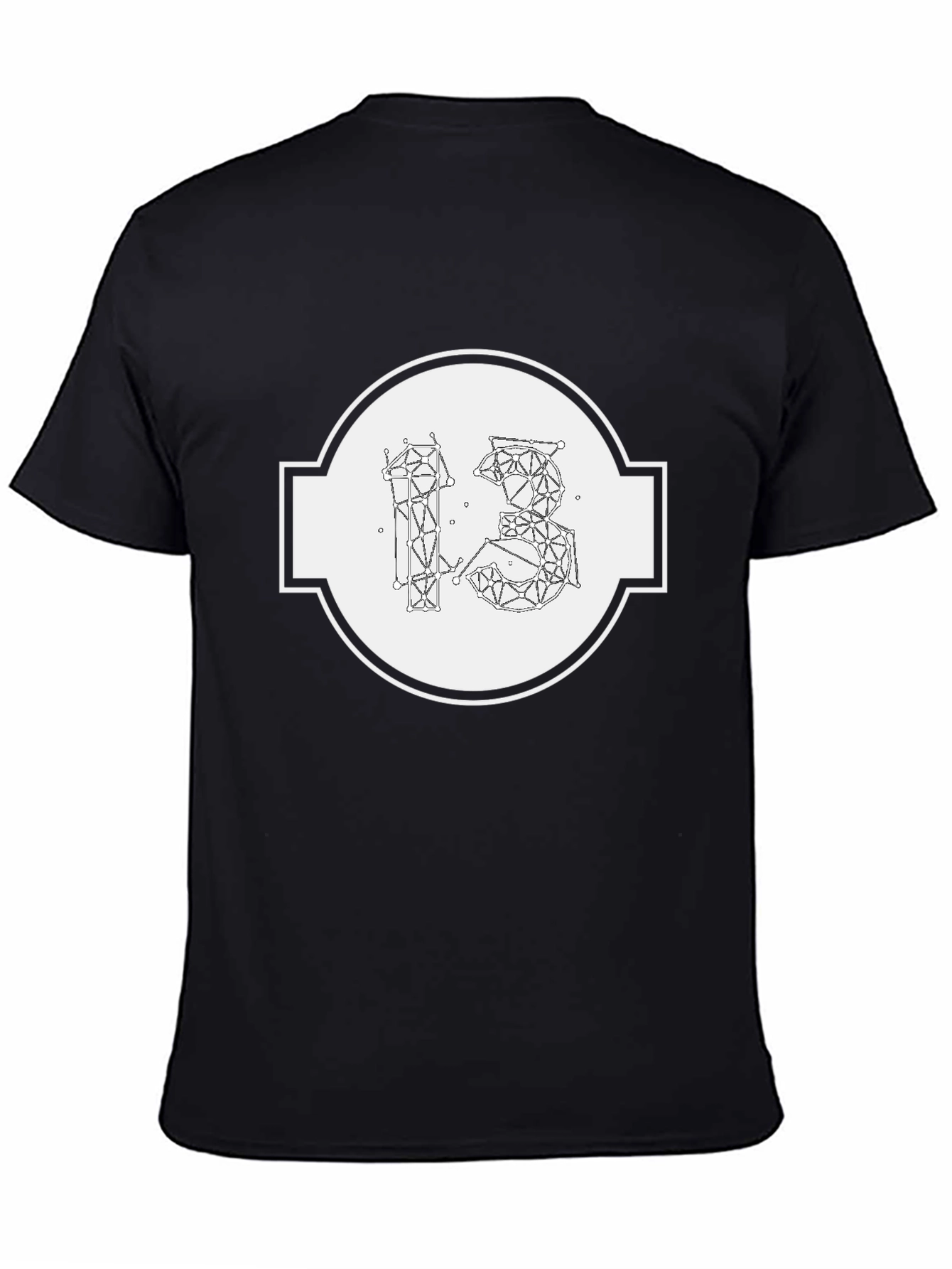 Geometric 13 Graphic Print Black T-Shirt