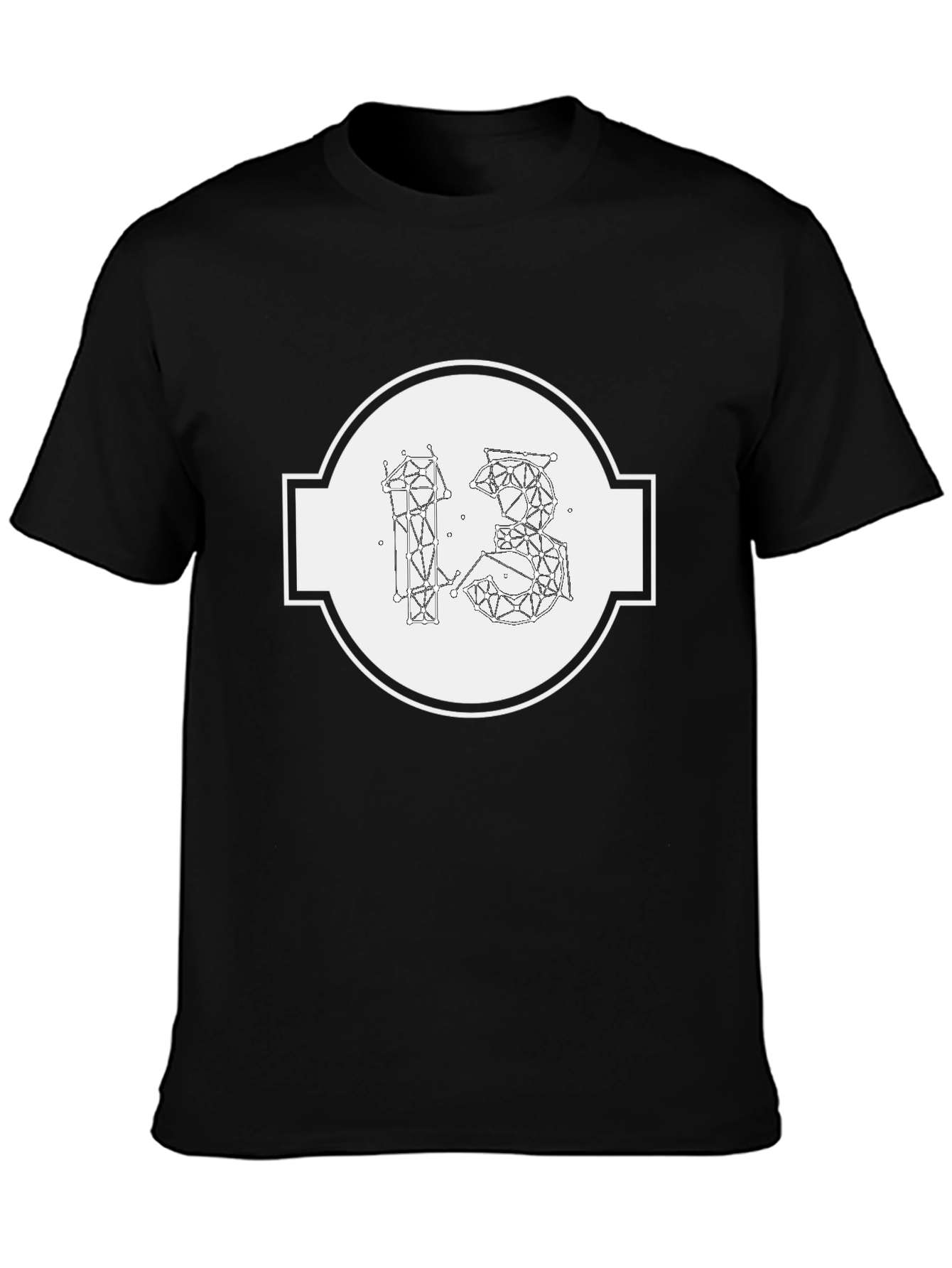 Geometric 13 Graphic Print Black T-Shirt