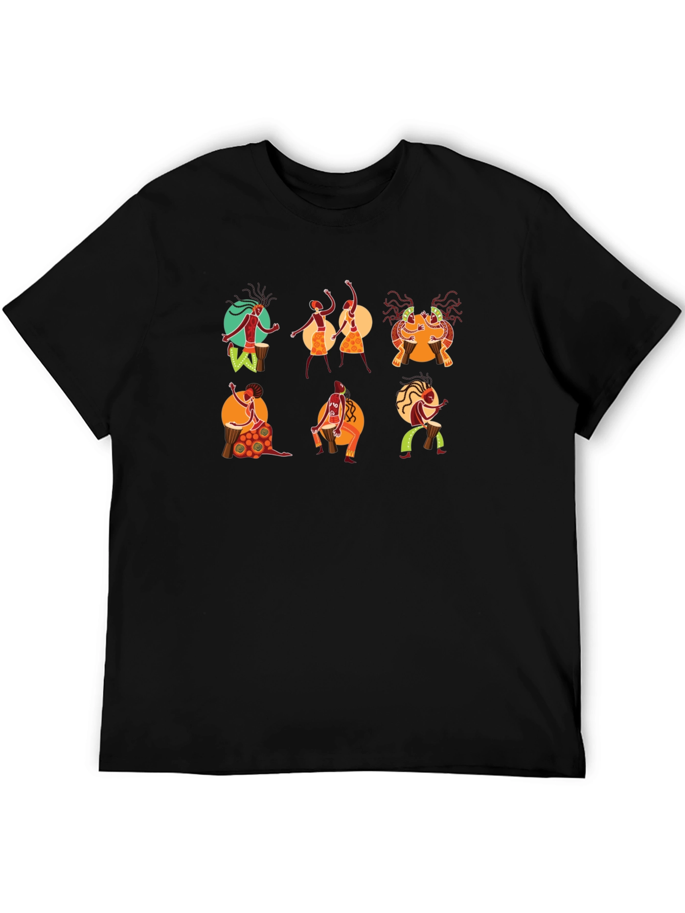Tribal Drummer Graphic Black T-Shirt