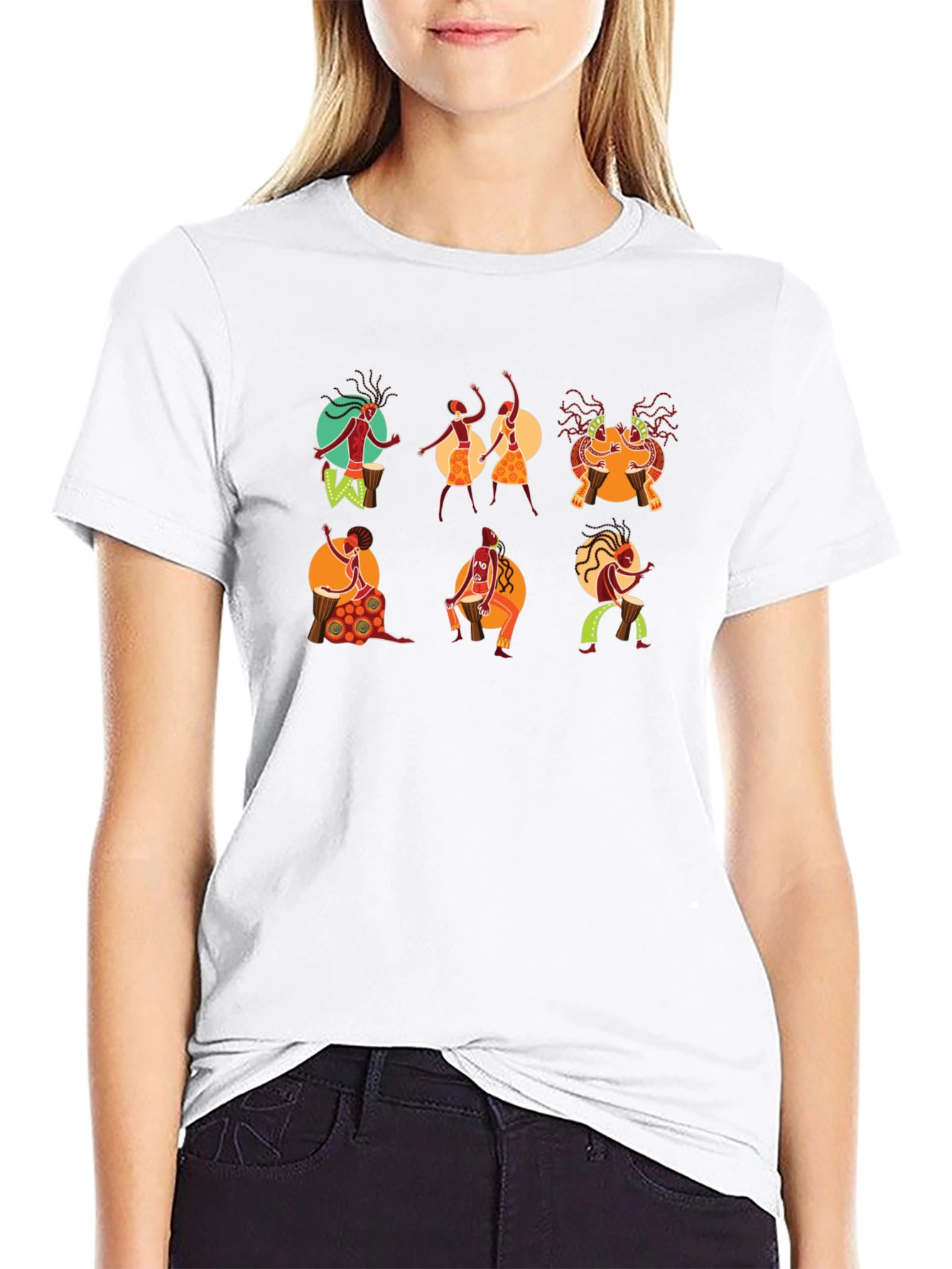 Tribal Drummer Graphic Black T-Shirt