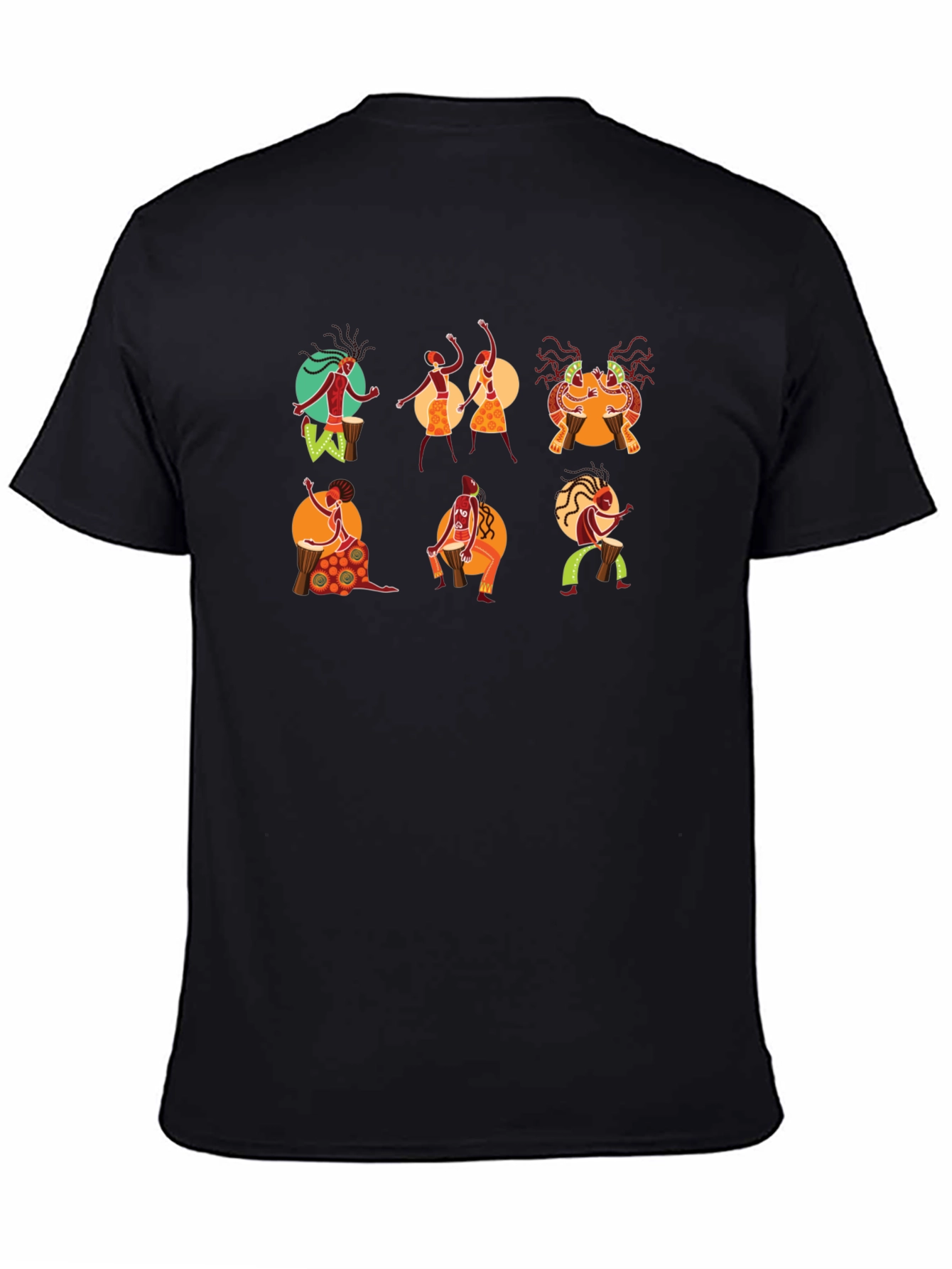 Tribal Drummer Graphic Black T-Shirt