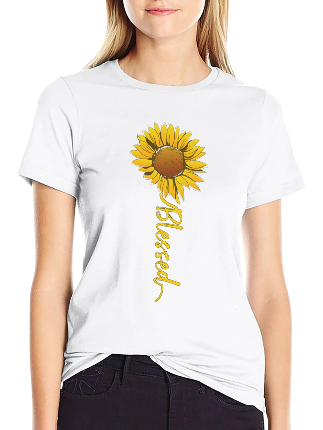 Blessed Sunflower Graphic Tee - Black