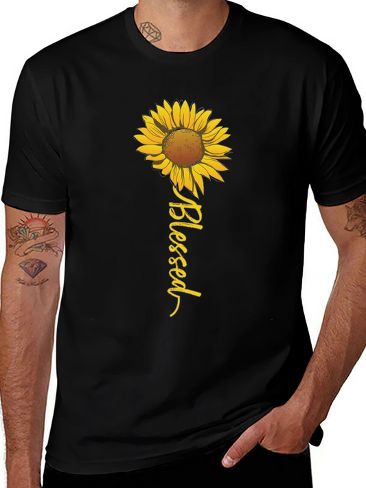 Blessed Sunflower Graphic Tee - Black