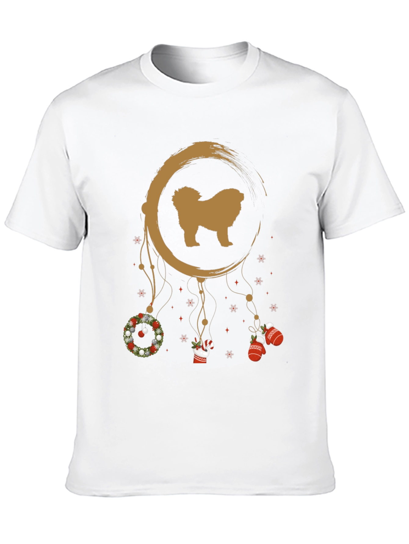 Festive Dog Dreamcatcher Graphic Tee - Christmas Holiday Shirt