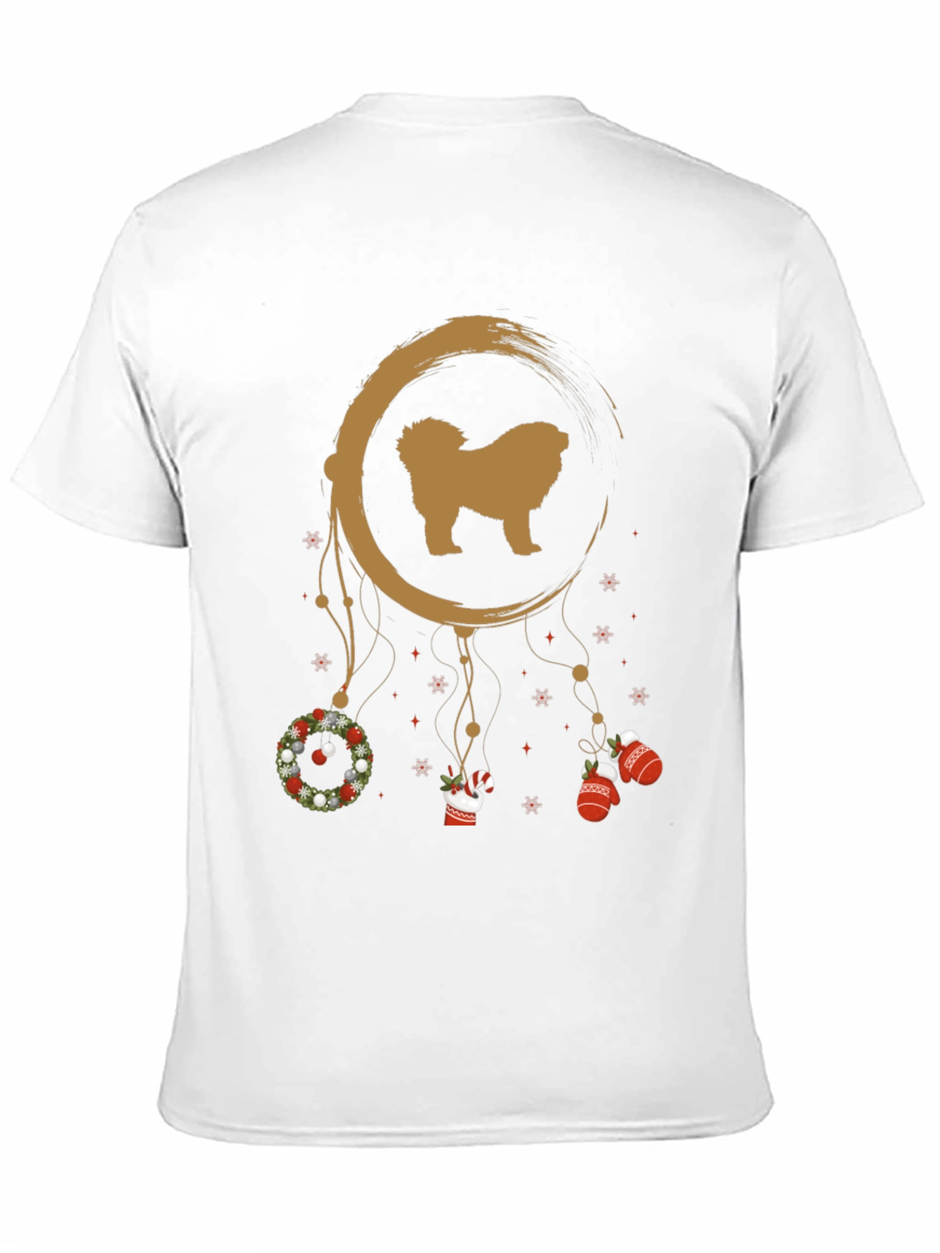 Festive Dog Dreamcatcher Graphic Tee - Christmas Holiday Shirt