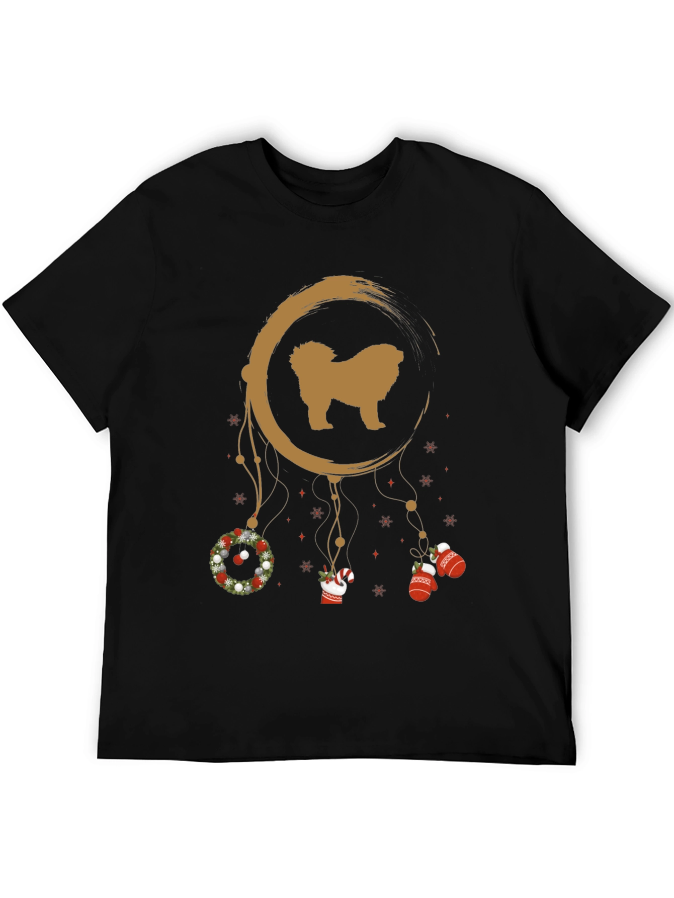 Festive Dog Dreamcatcher Graphic Tee - Christmas Holiday Shirt