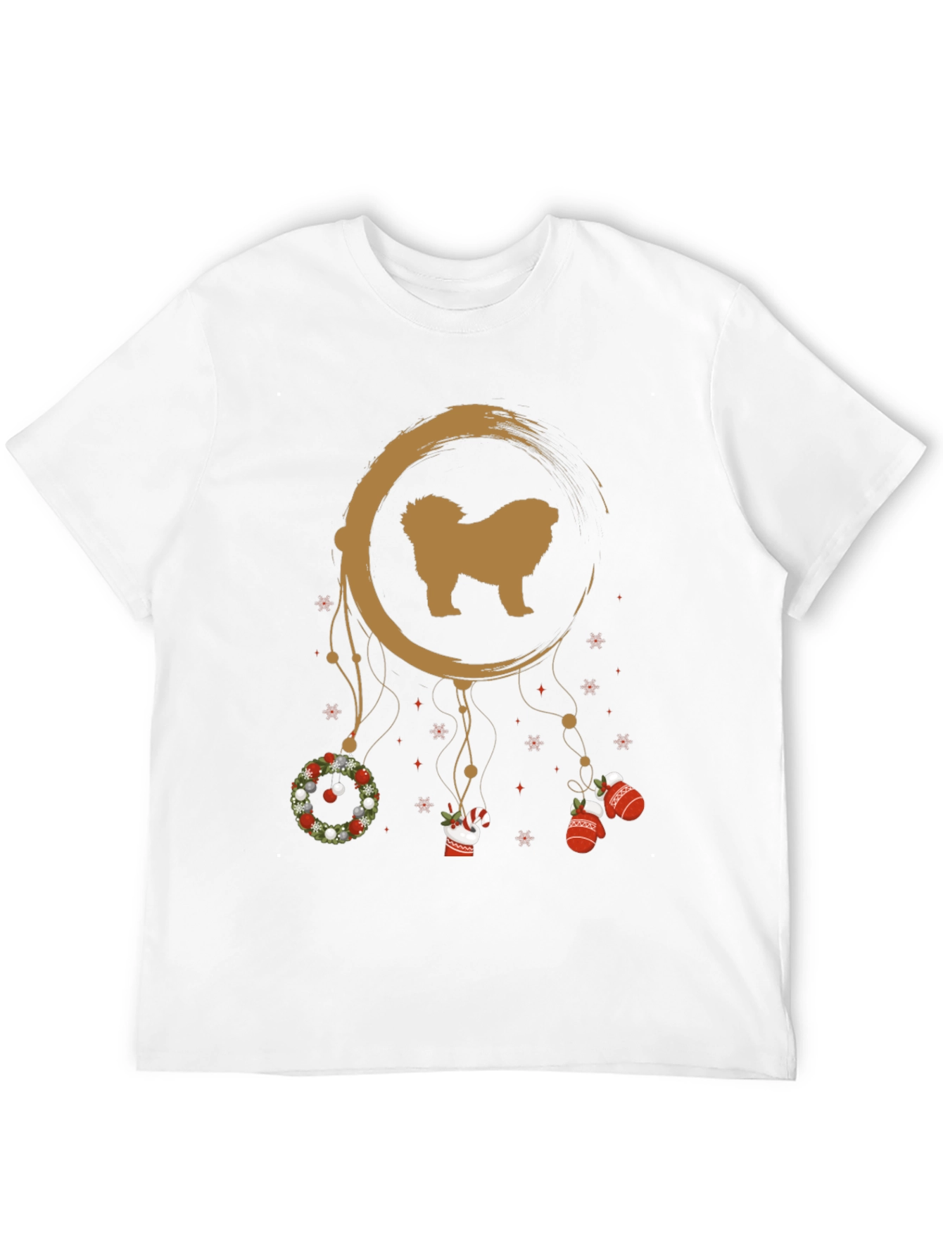 Festive Dog Dreamcatcher Graphic Tee - Christmas Holiday Shirt