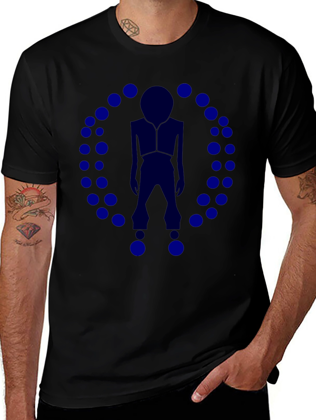Abstract Circle Man Graphic T-Shirt - Black