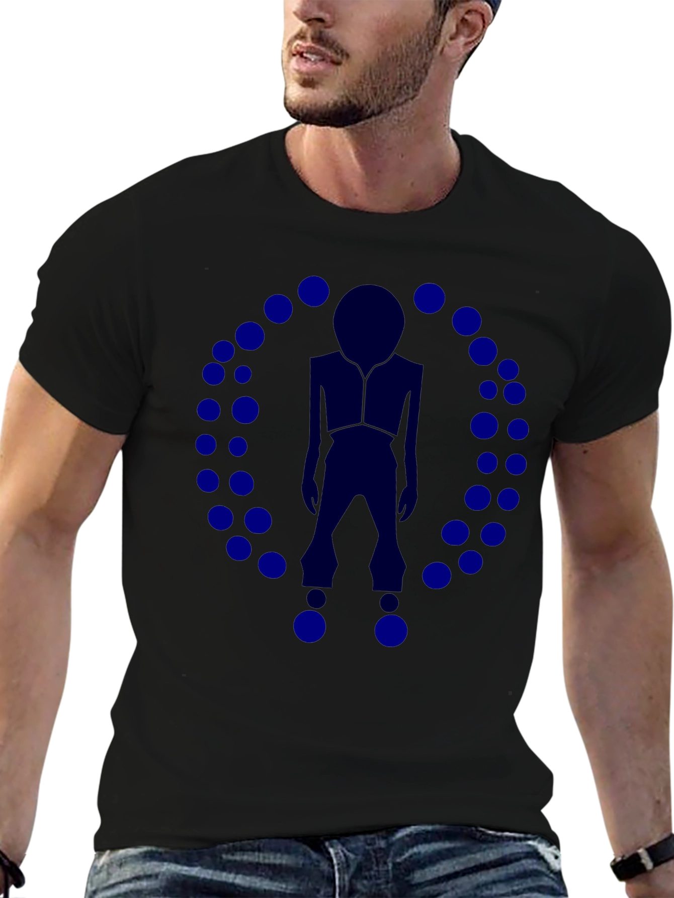 Abstract Circle Man Graphic T-Shirt - Black