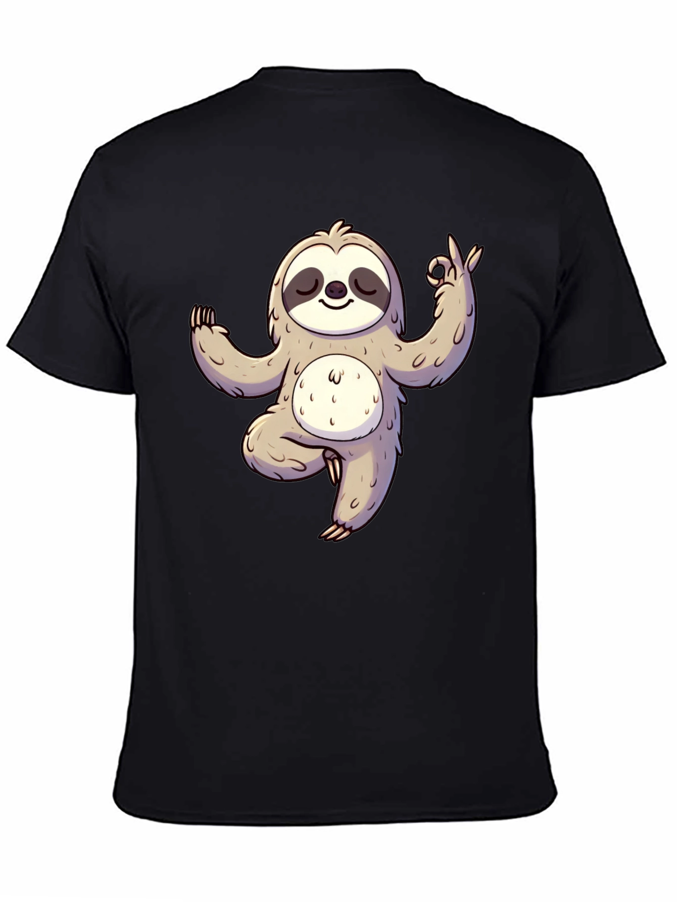 Yoga Sloth Graphic Tee - Black Cotton T-Shirt
