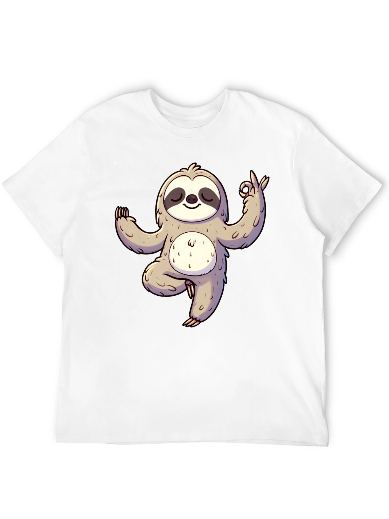 Yoga Sloth Graphic Tee - Black Cotton T-Shirt