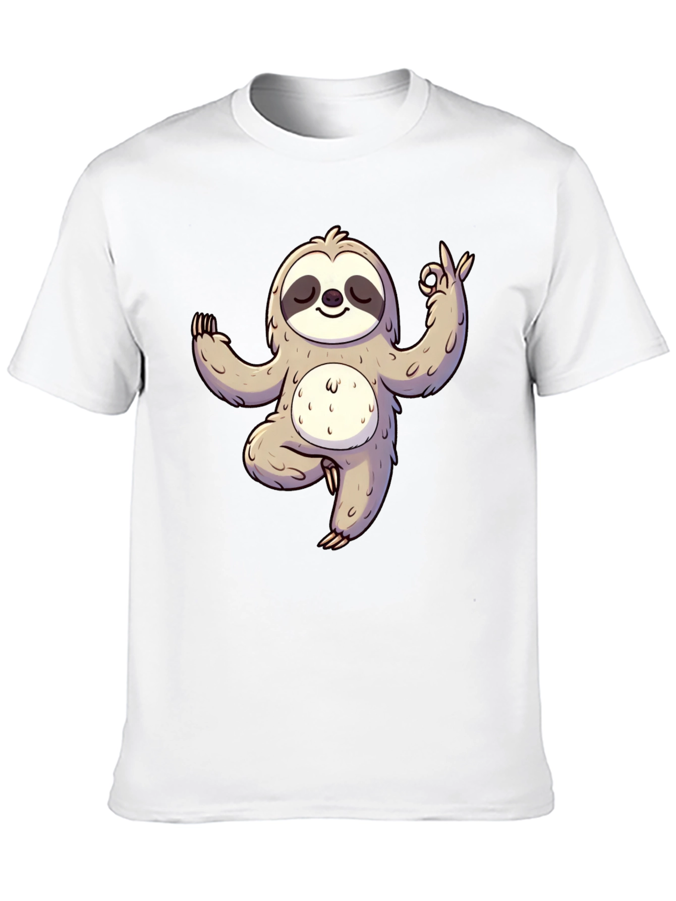 Yoga Sloth Graphic Tee - Black Cotton T-Shirt