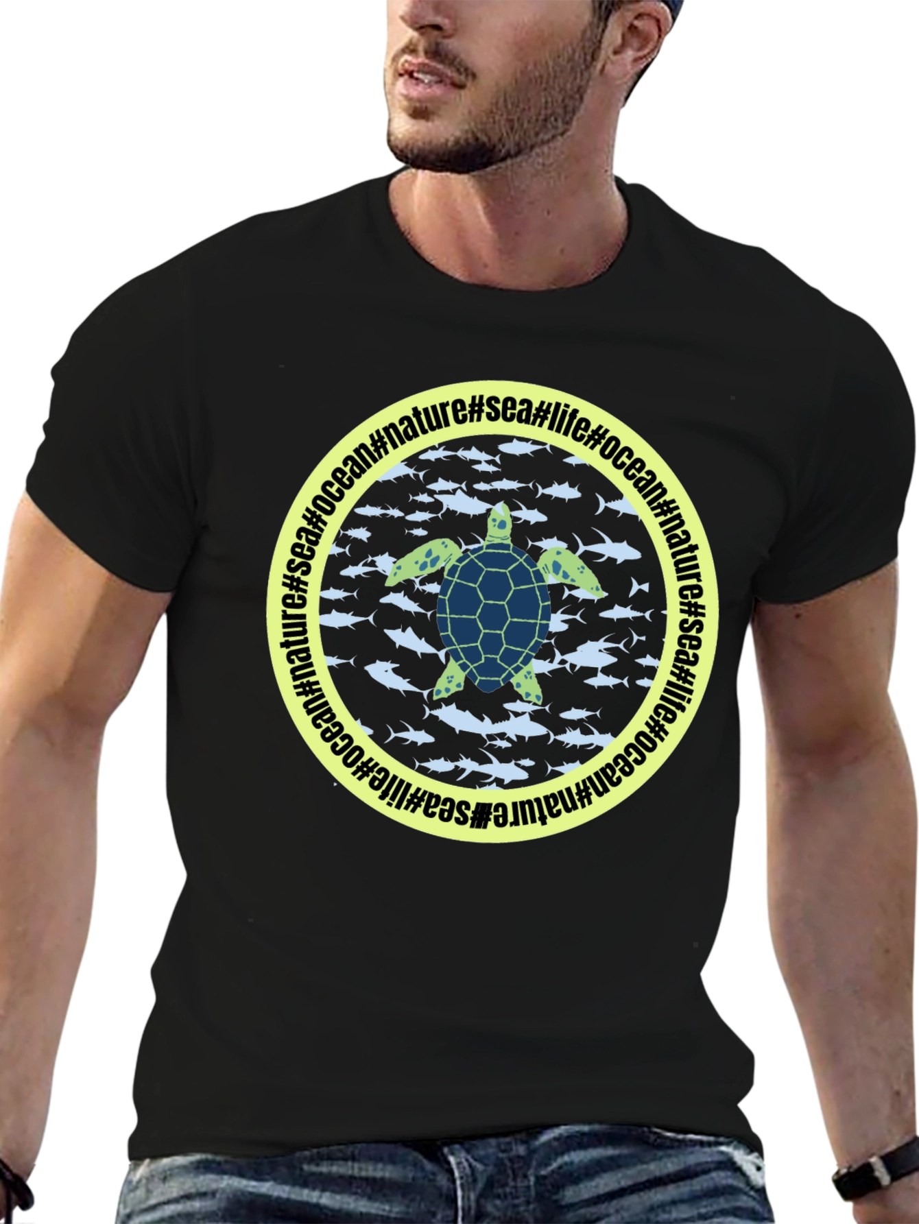 Sea Turtle Graphic Black T-Shirt