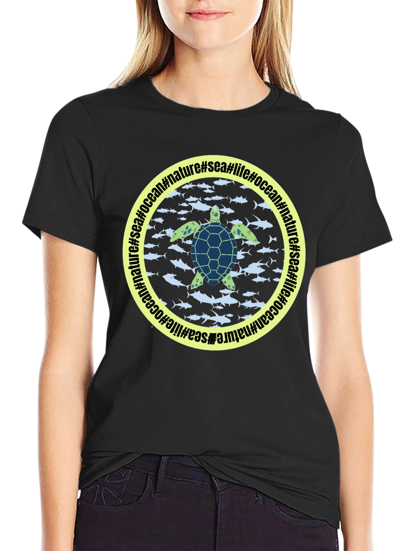 Sea Turtle Graphic Black T-Shirt