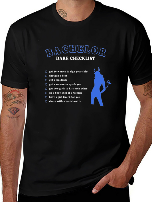 Bachelor Dare Checklist T-Shirt - Party Fun