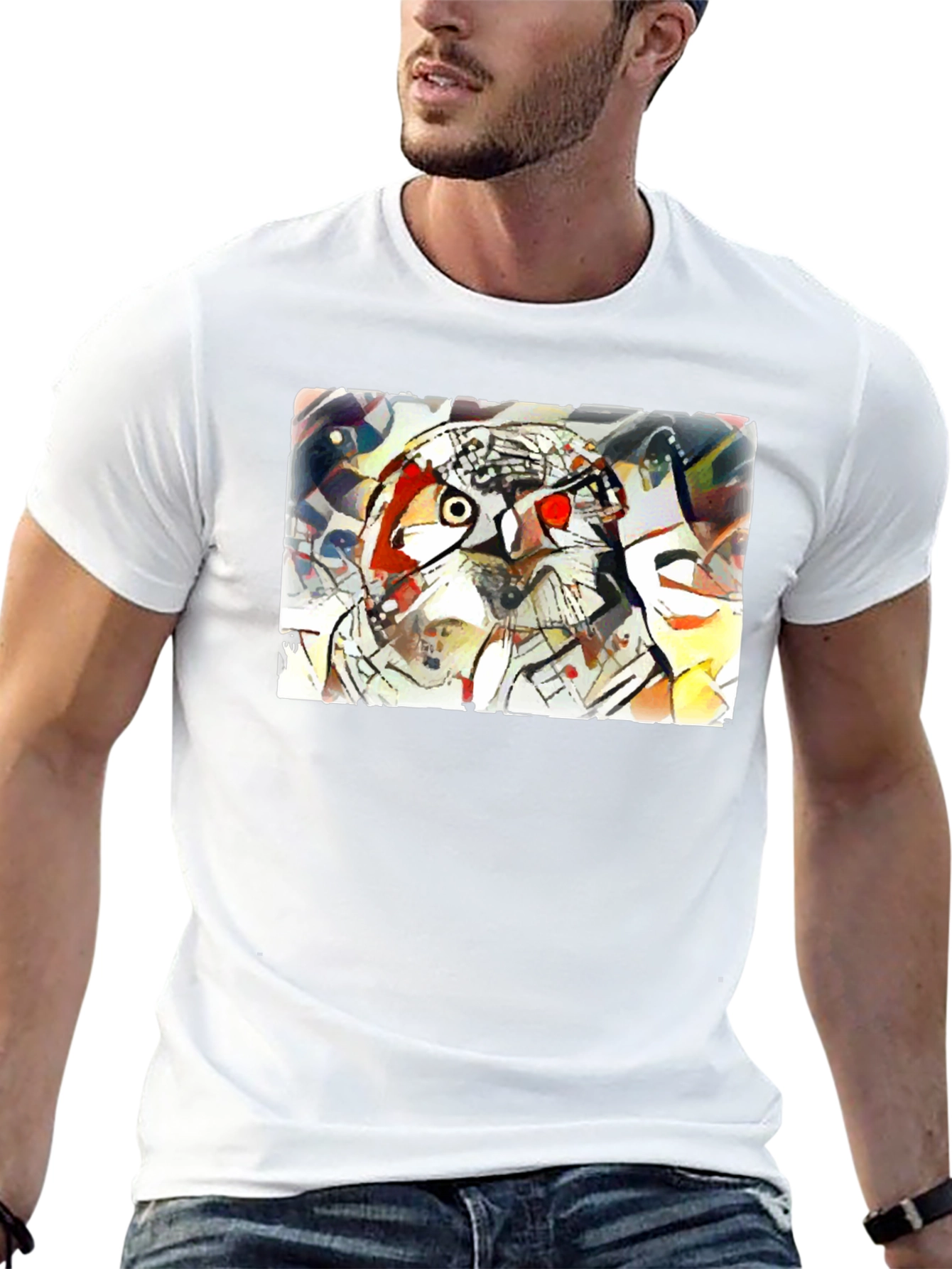 Abstract Owl Graphic Tee - Black