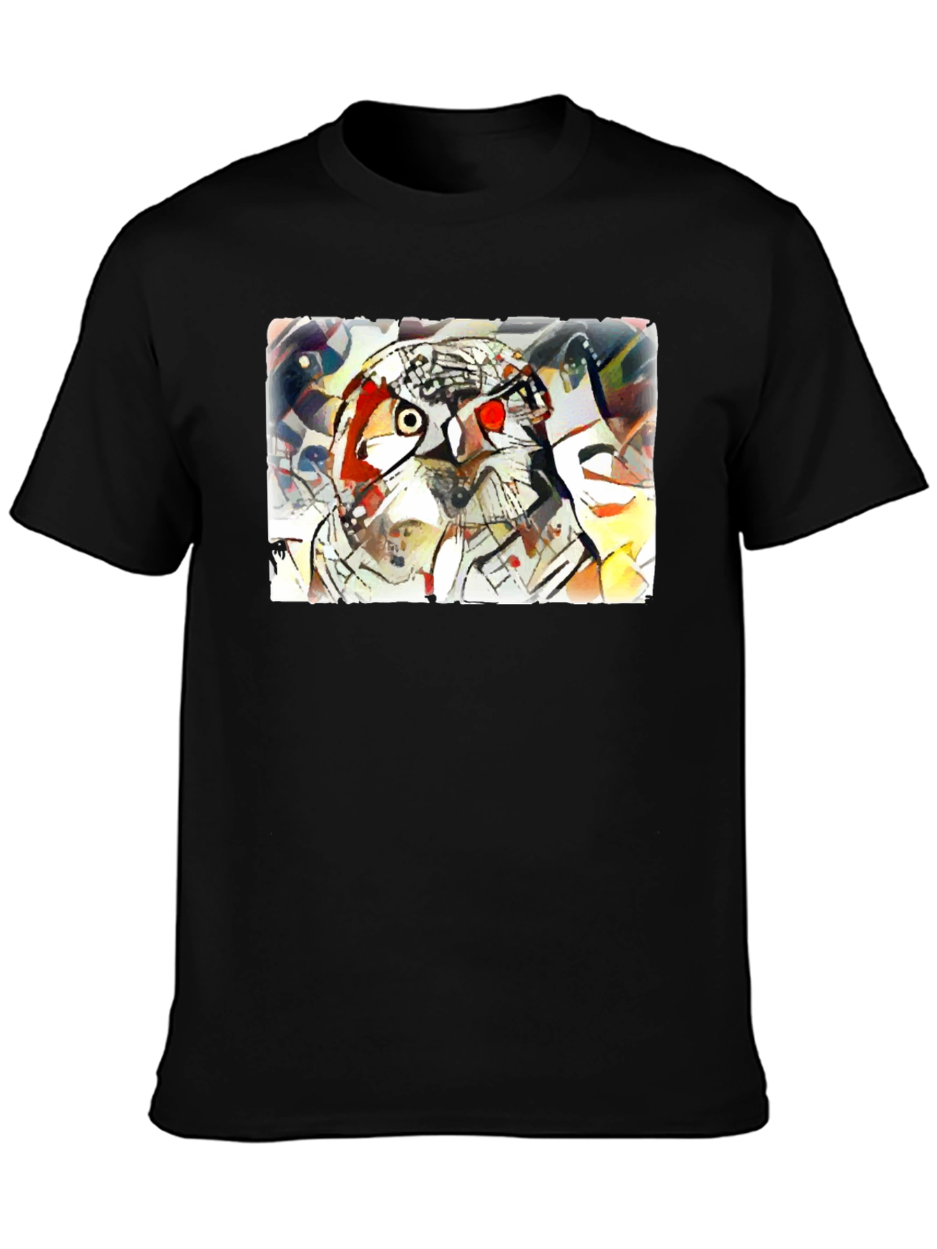 Abstract Owl Graphic Tee - Black