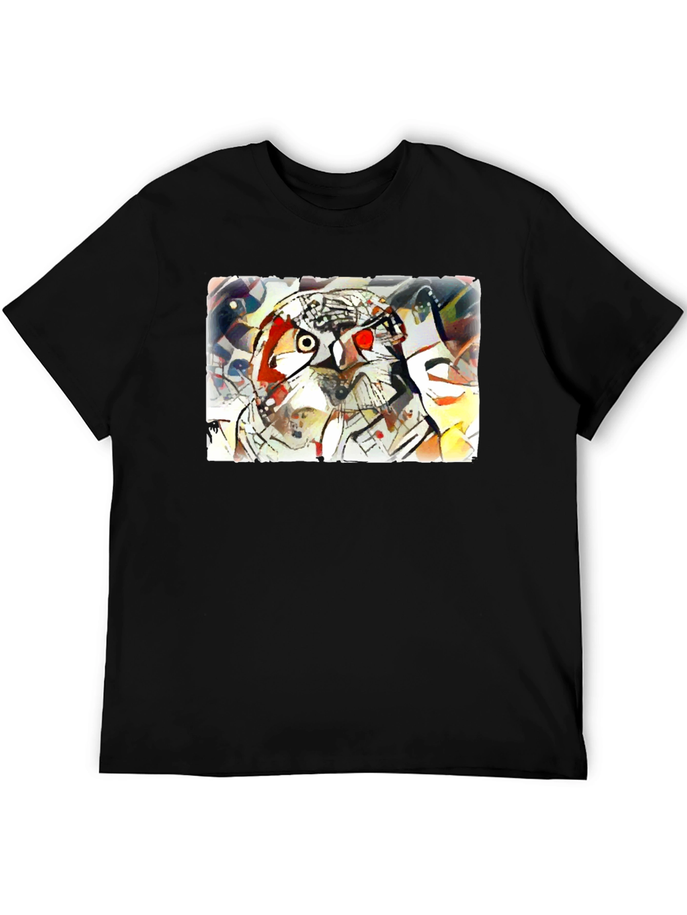 Abstract Owl Graphic Tee - Black