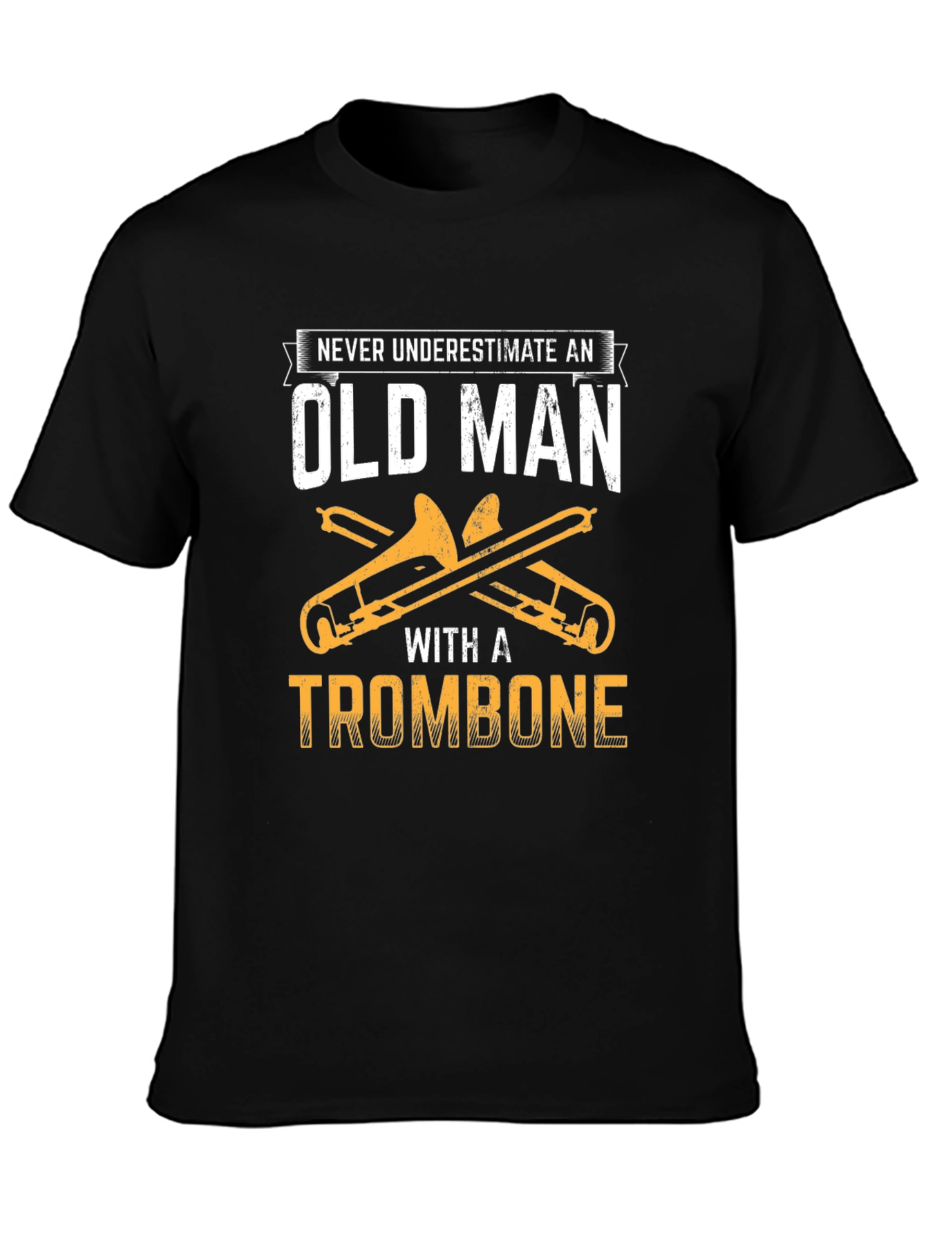 Old Man Trombone Player Black T-Shirt